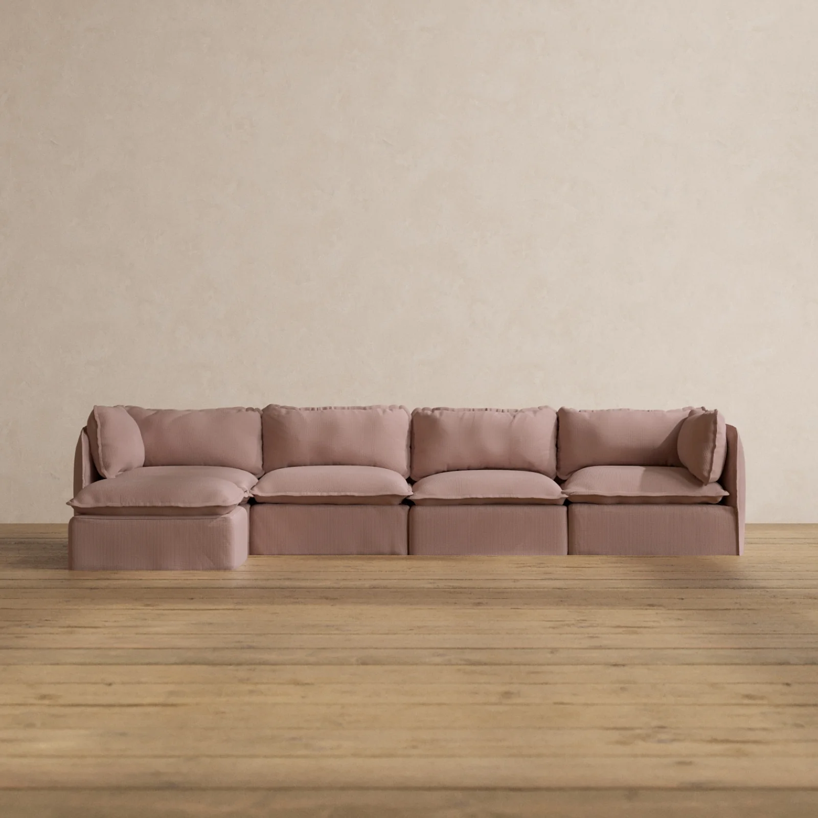 Modular Washable 4-Seater Sectional in Sakura | Deluxe+ Seat | Cloud Pillow