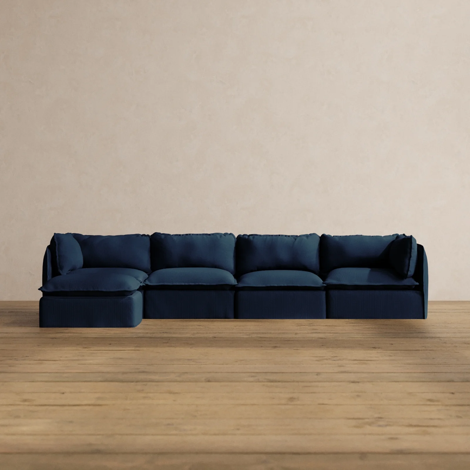 Modular Washable 4-Seater Sectional in Sumi | Deluxe+ Seat | Cloud Pillow