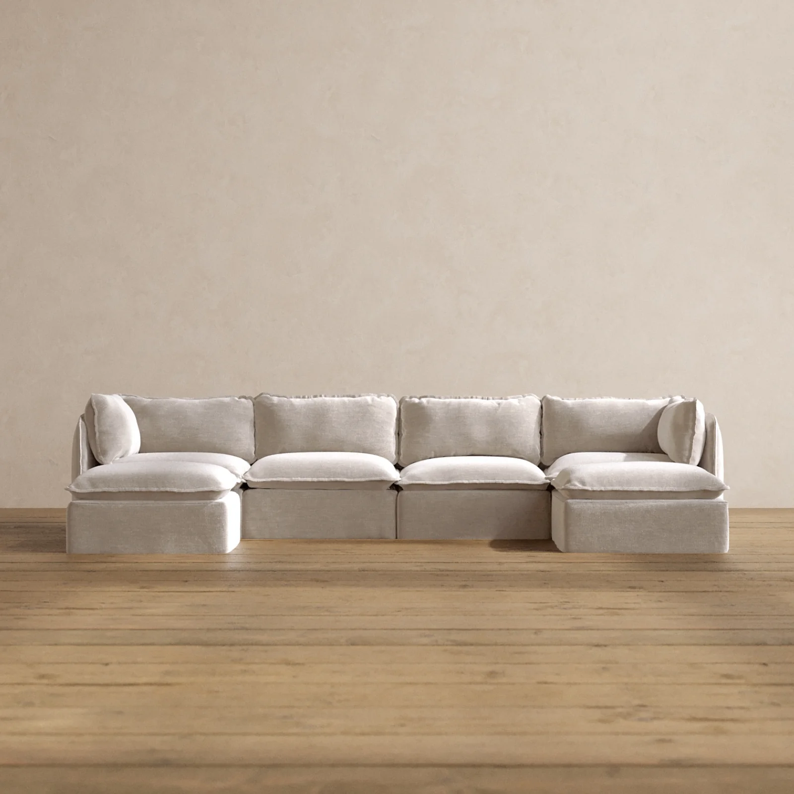 Modular Washable 4-Seater U-Sectional in Mist | Memorix+ Seat | Contour Pillow
