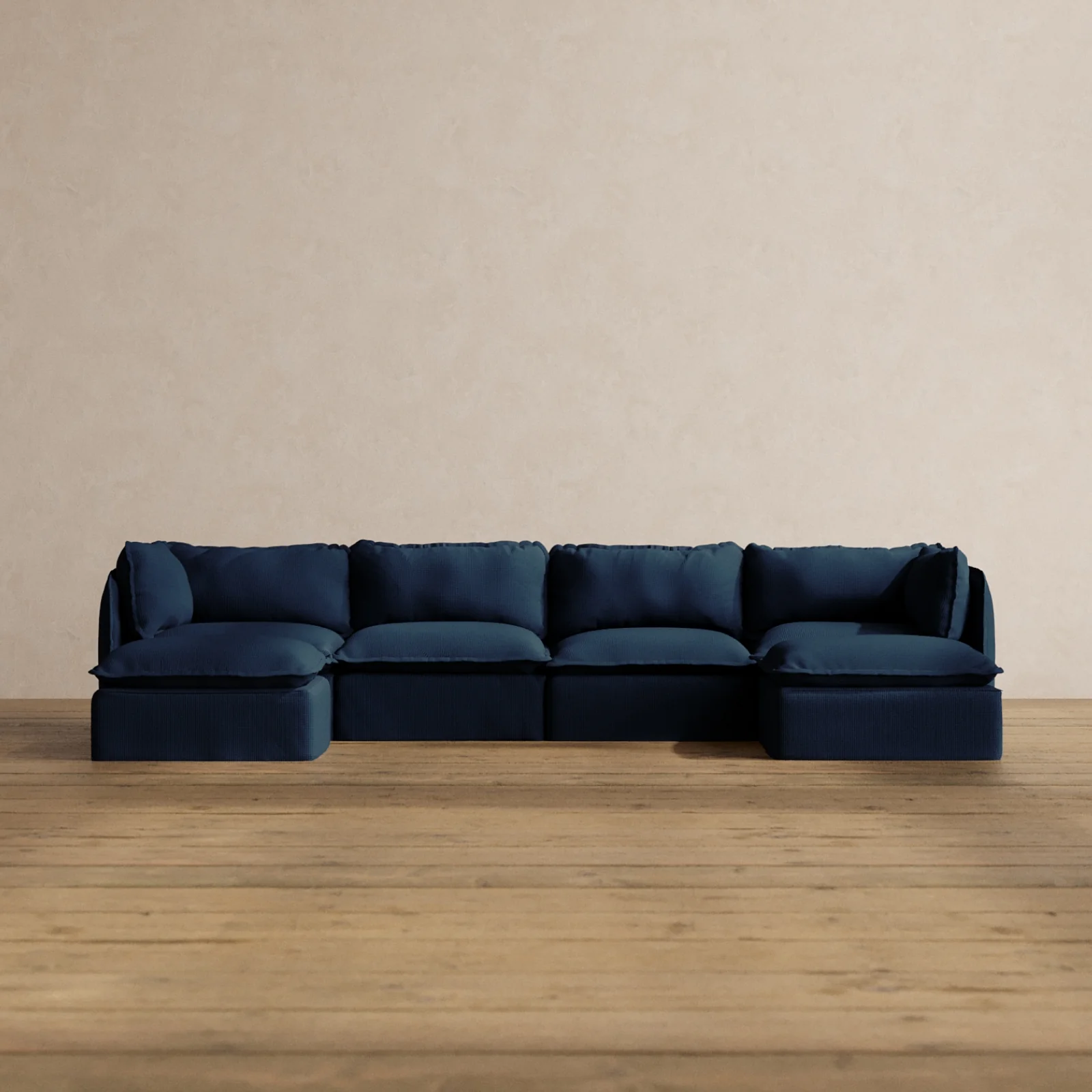 Modular Washable 4-Seater U-Sectional in Sumi | Deluxe+ Seat | Cloud Pillow