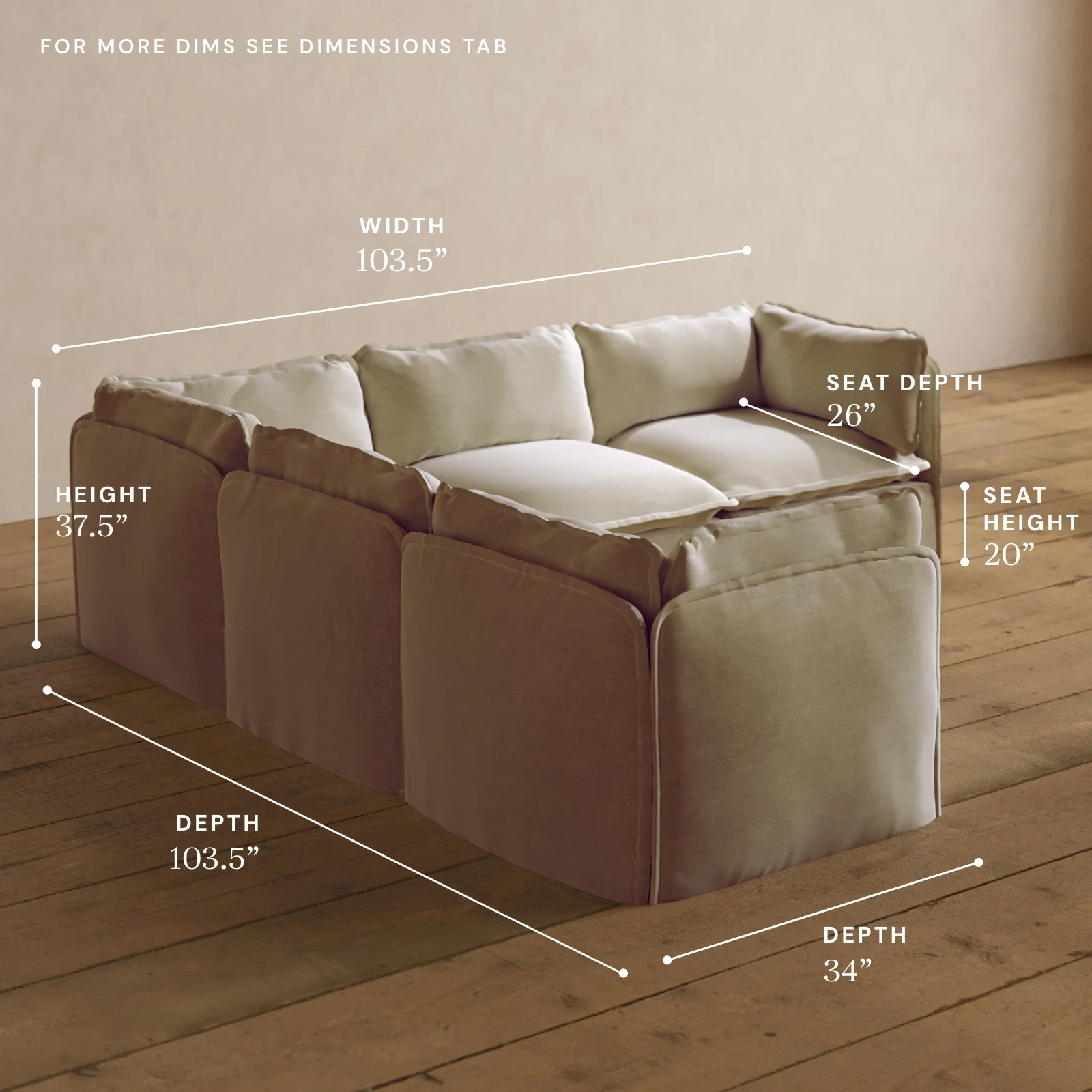 Modular Washable 5-Seater Corner Sectional in Coco | Memorix+ Seat | Contour Pillow - Image 5