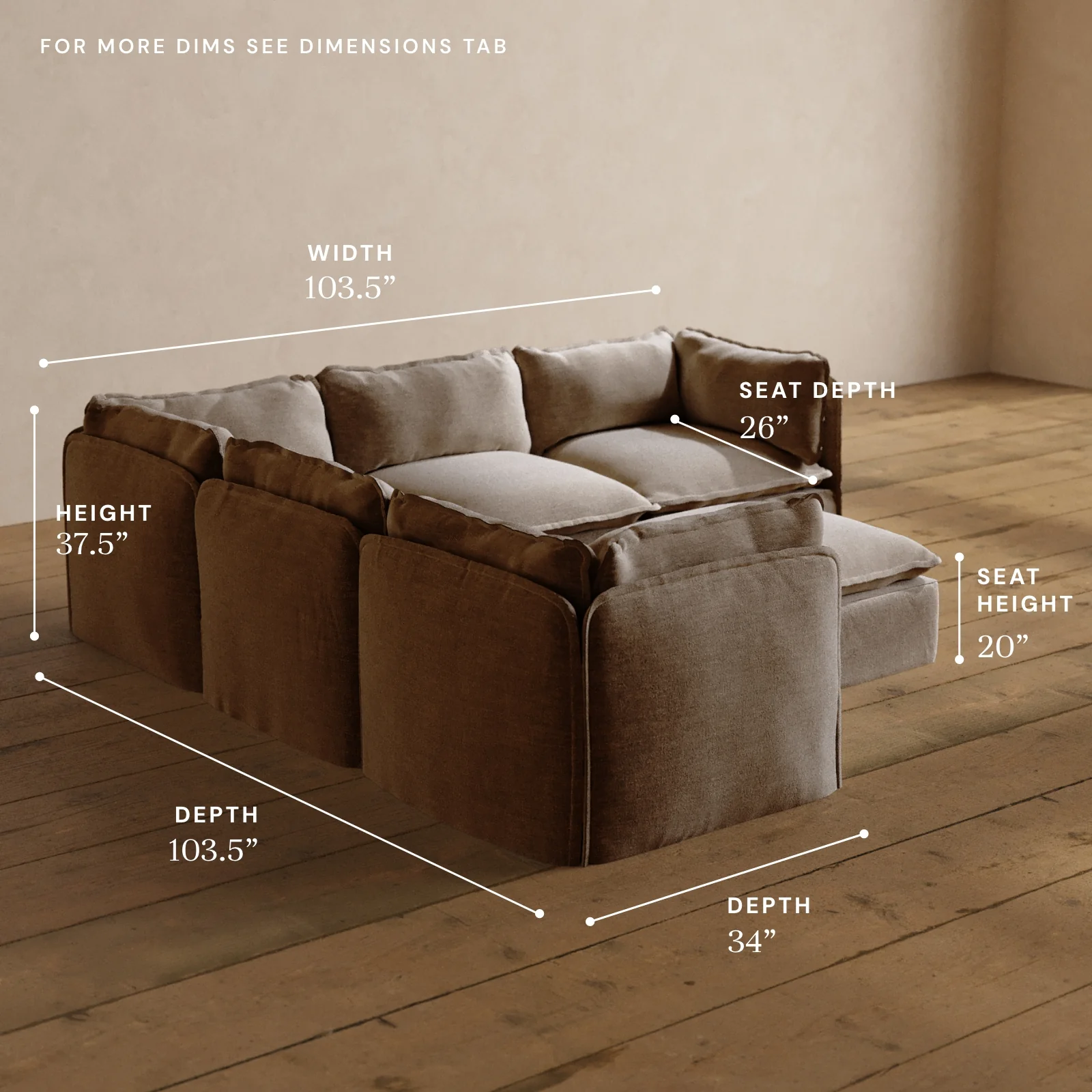 Modular Washable 5-Seater Corner Sectional + Ottoman in Mist | Deluxe+ Seat | Cloud Pillow - Image 5