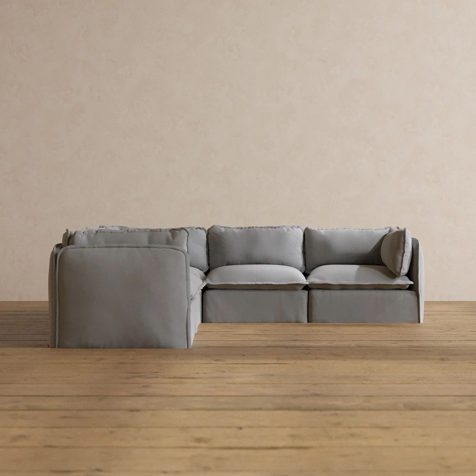 Modular Washable 5-Seater Corner Sectional in Pumice | Memorix+ Seat | Contour Pillow