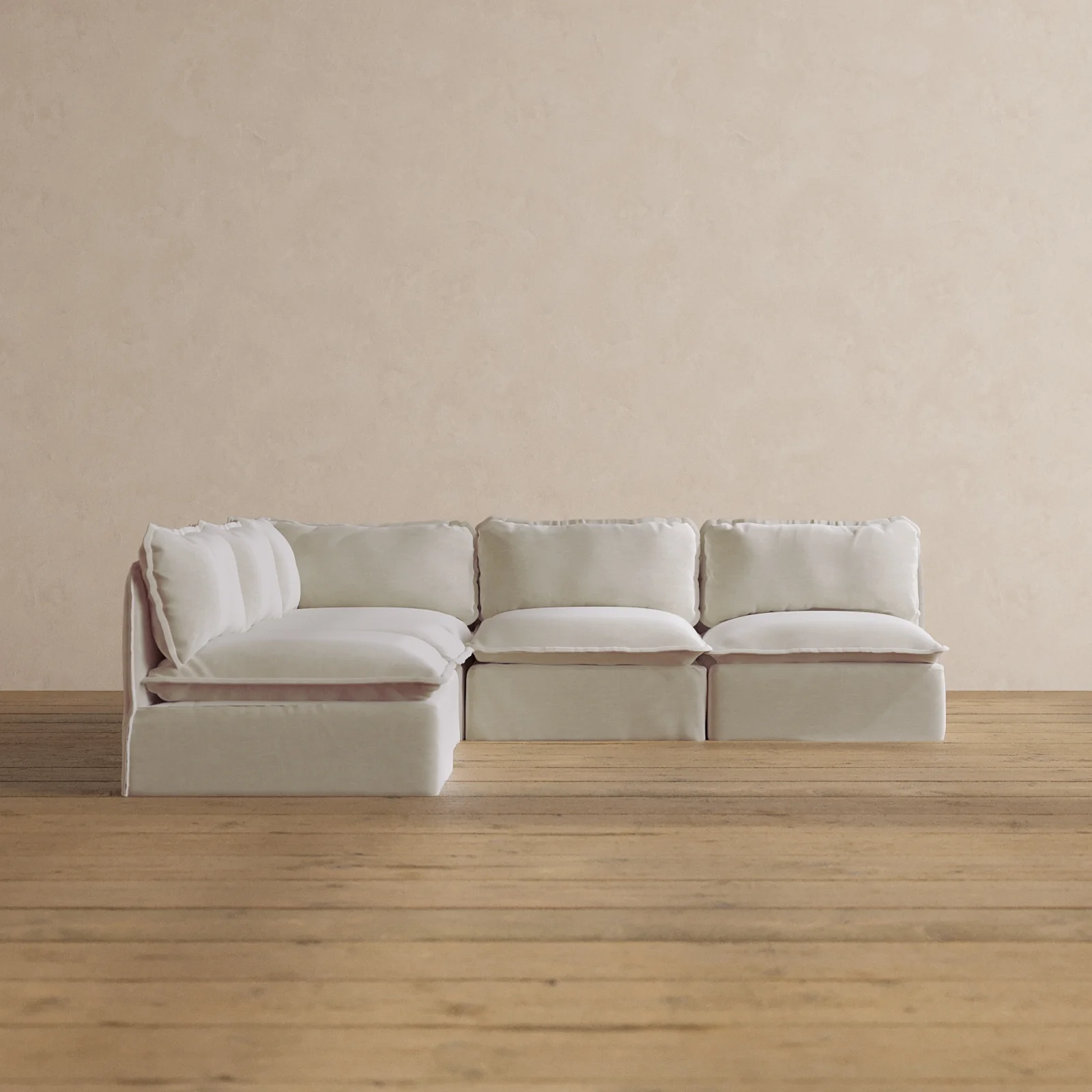 Modular Washable 5-Seater Open-Ends Corner Sectional in Coco | Memorix+ Seat | Contour Pillow