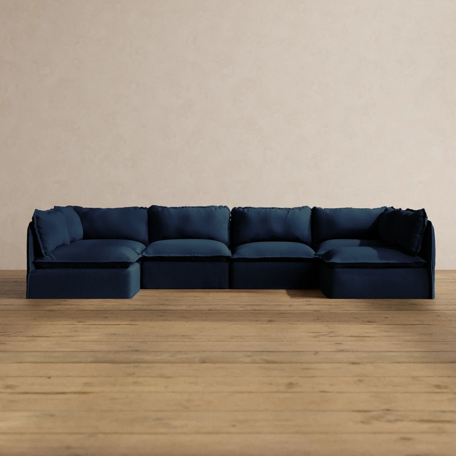 Modular Washable 6-Seater Open-Ends U-Sectional in Sumi | Memorix+ Seat | Contour Pillow