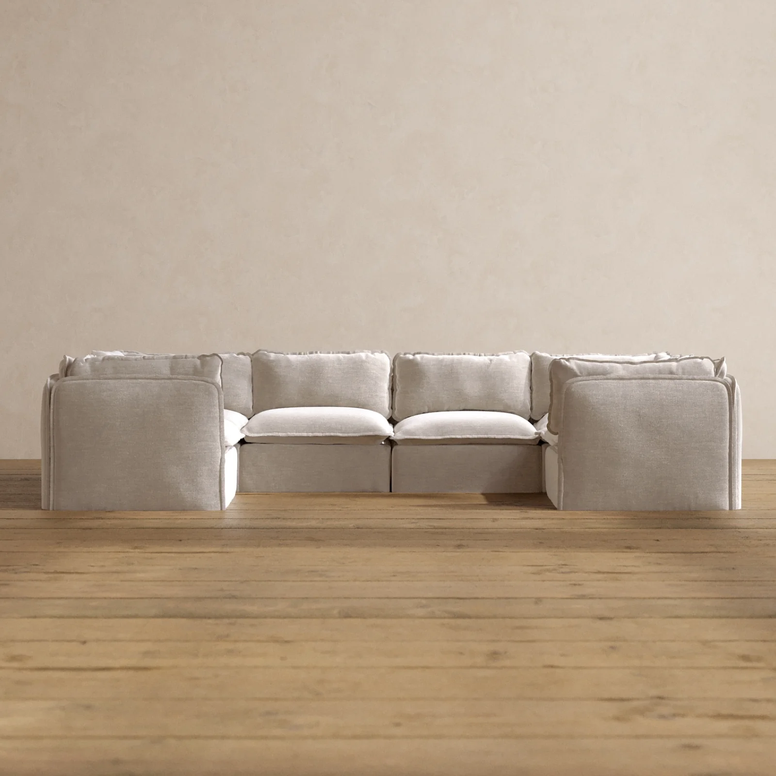 Modular Washable 6-Seater U-Sectional in Mist | Deluxe+ Seat | Cloud Pillow