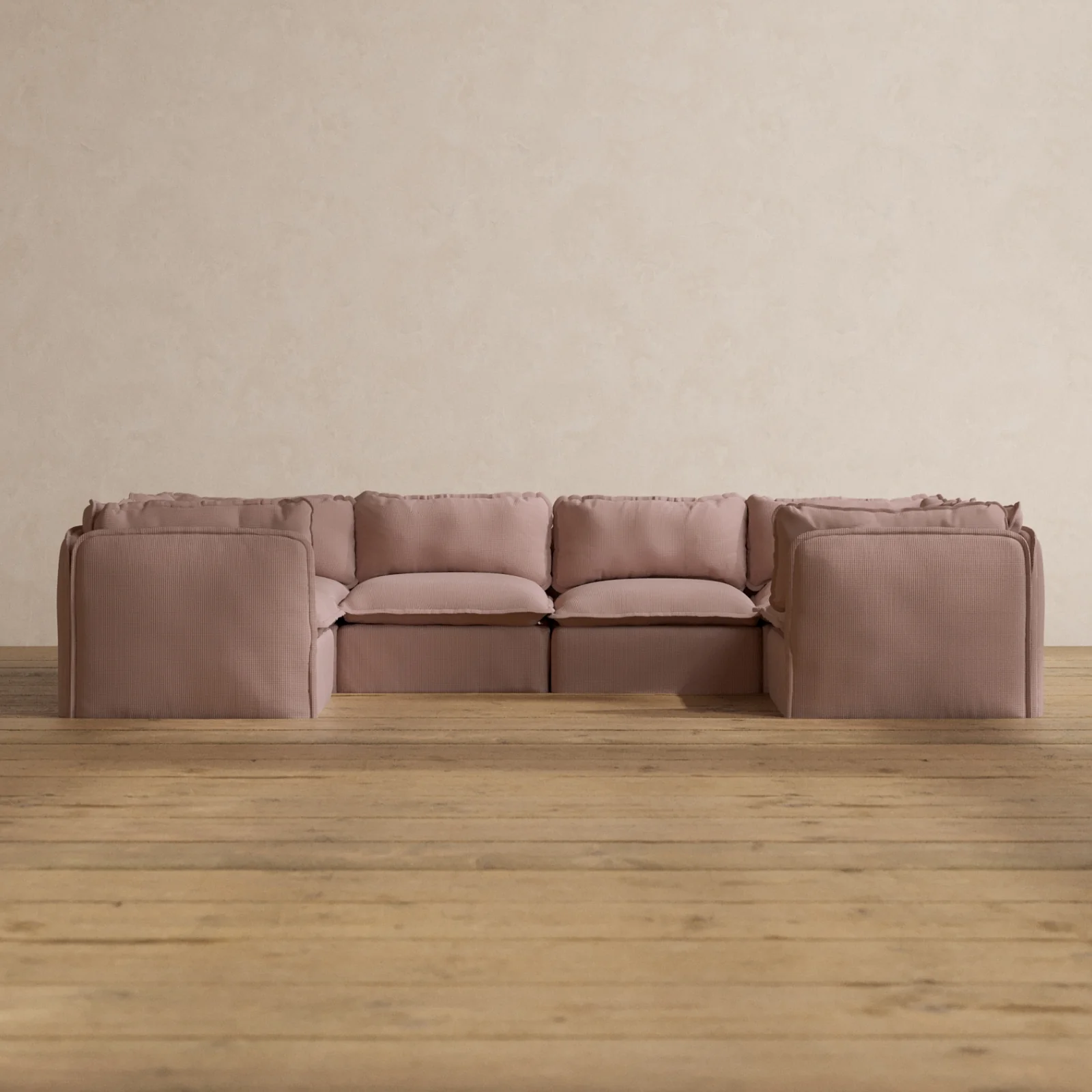 Modular Washable 6-Seater U-Sectional in Sakura | Deluxe+ Seat | Cloud Pillow