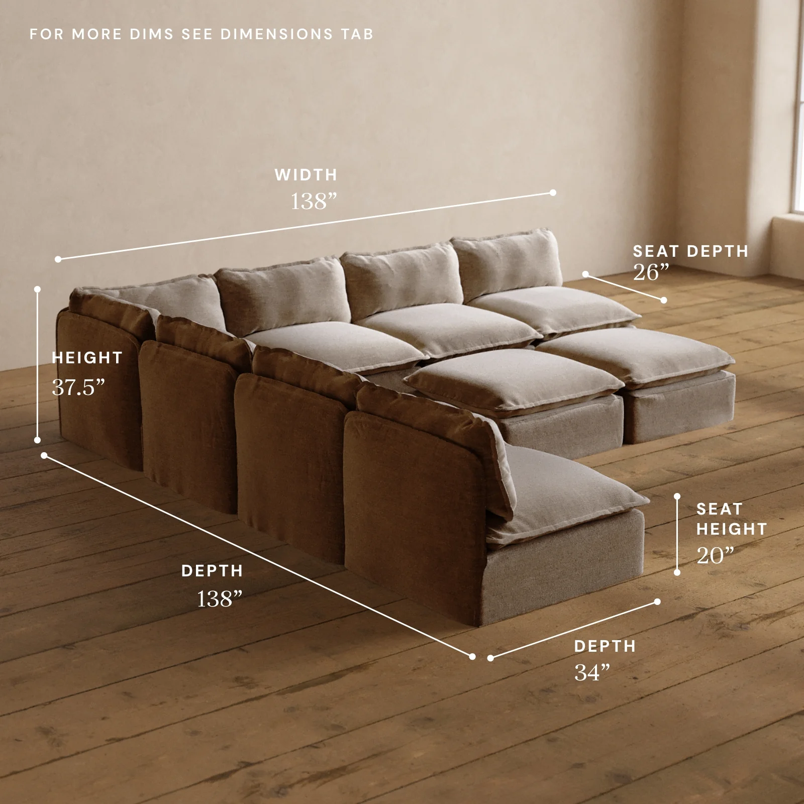 Modular Washable 7-Seater Open-Ends Corner Sectional + Bench Ottoman in Mist | Memorix+ Seat | Contour Pillow - Image 5