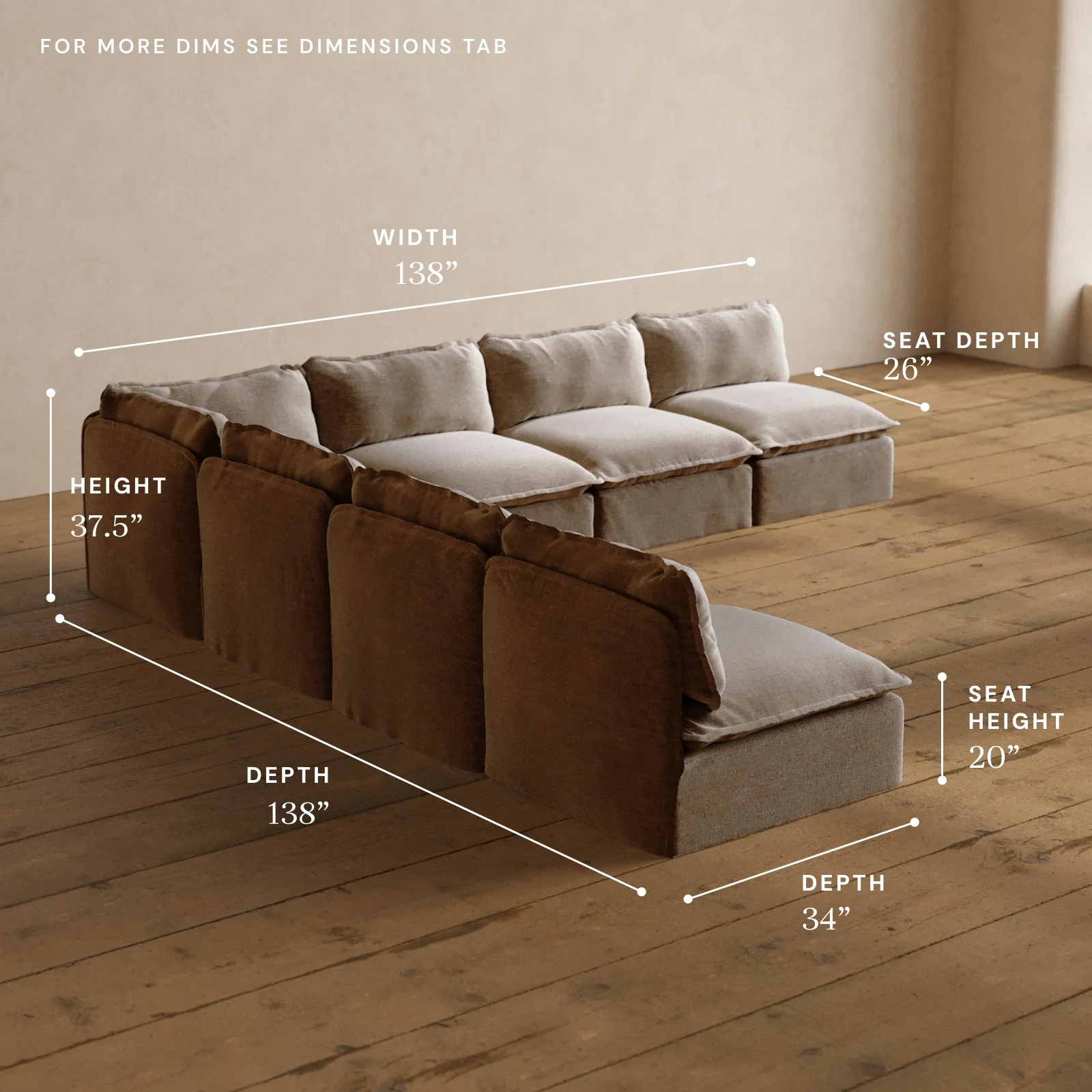 Modular Washable 7-Seater Open-Ends Corner Sectional in Mist | Memorix+ Seat | Contour Pillow - Image 5