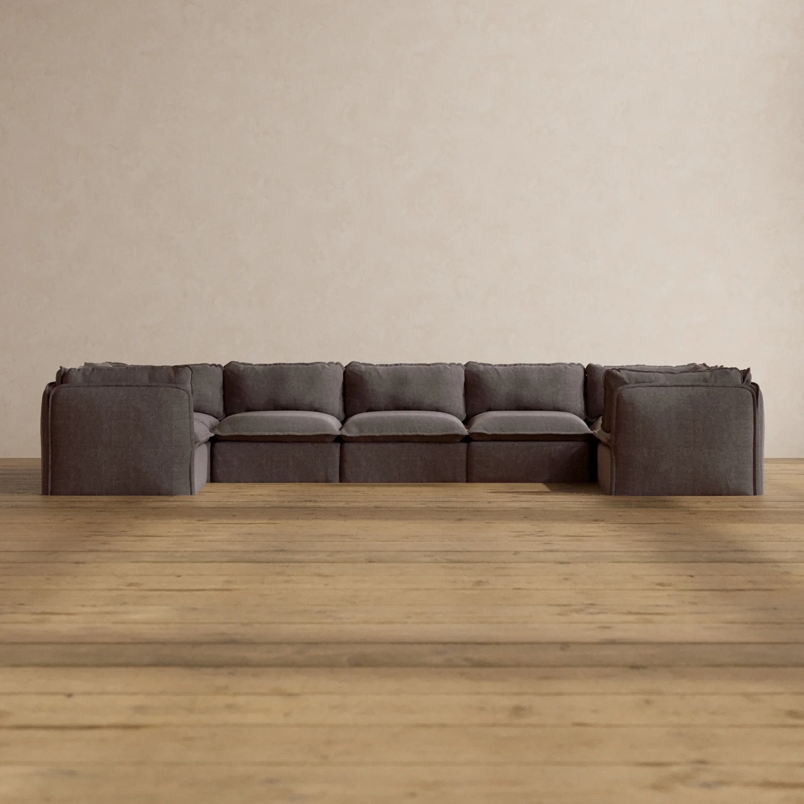 Modular Washable 7-Seater U-Sectional in Caviar | Memorix+ Seat | Contour Pillow