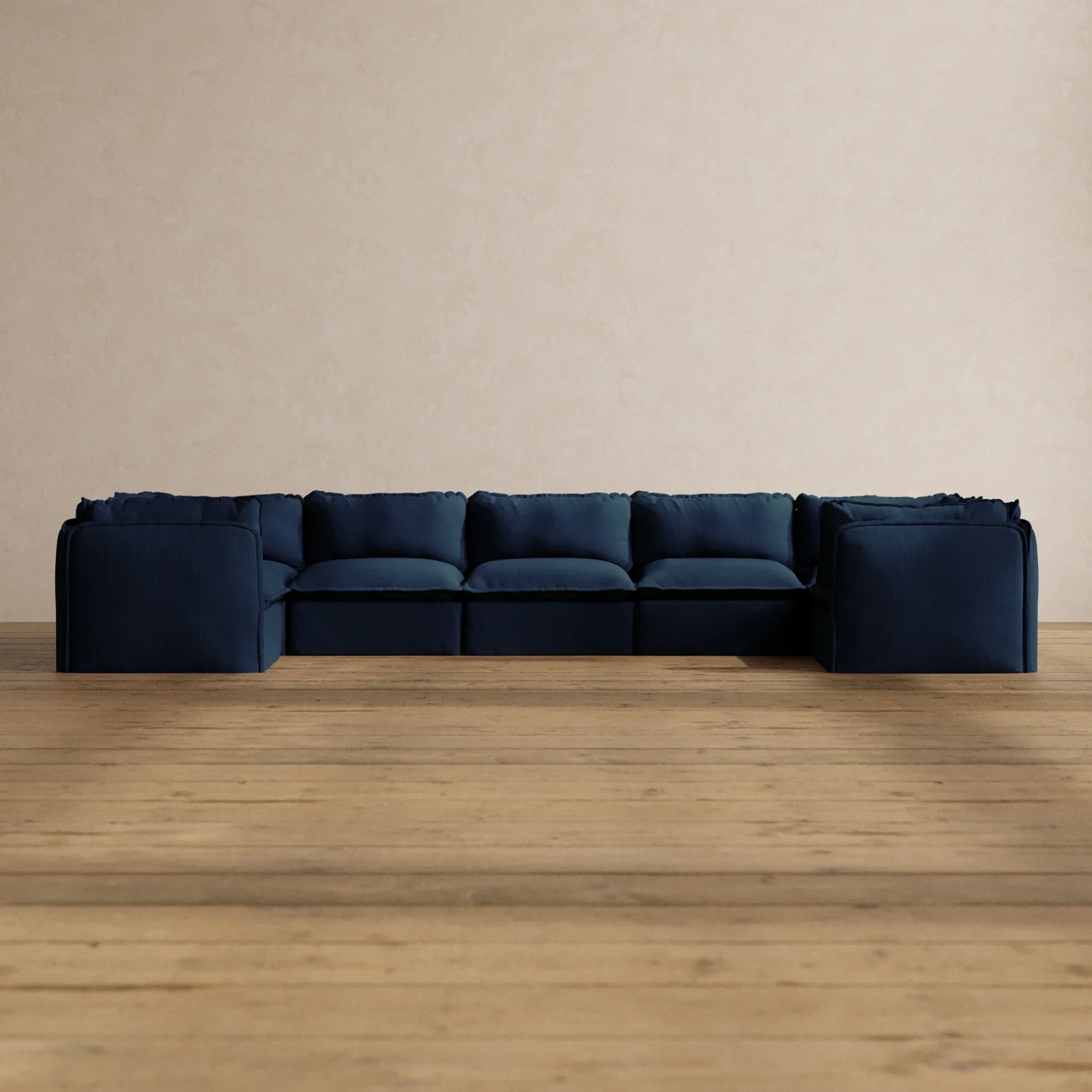 Modular Washable 7-Seater U-Sectional in Sumi | Deluxe+ Seat | Cloud Pillow
