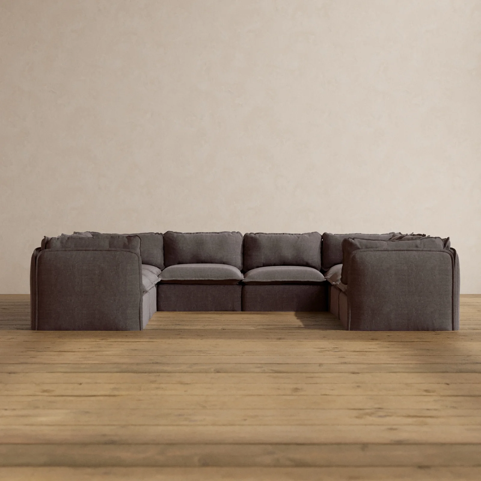 Modular Washable 8-Seater U-Sectional in Caviar | Deluxe+ Seat | Cloud Pillow
