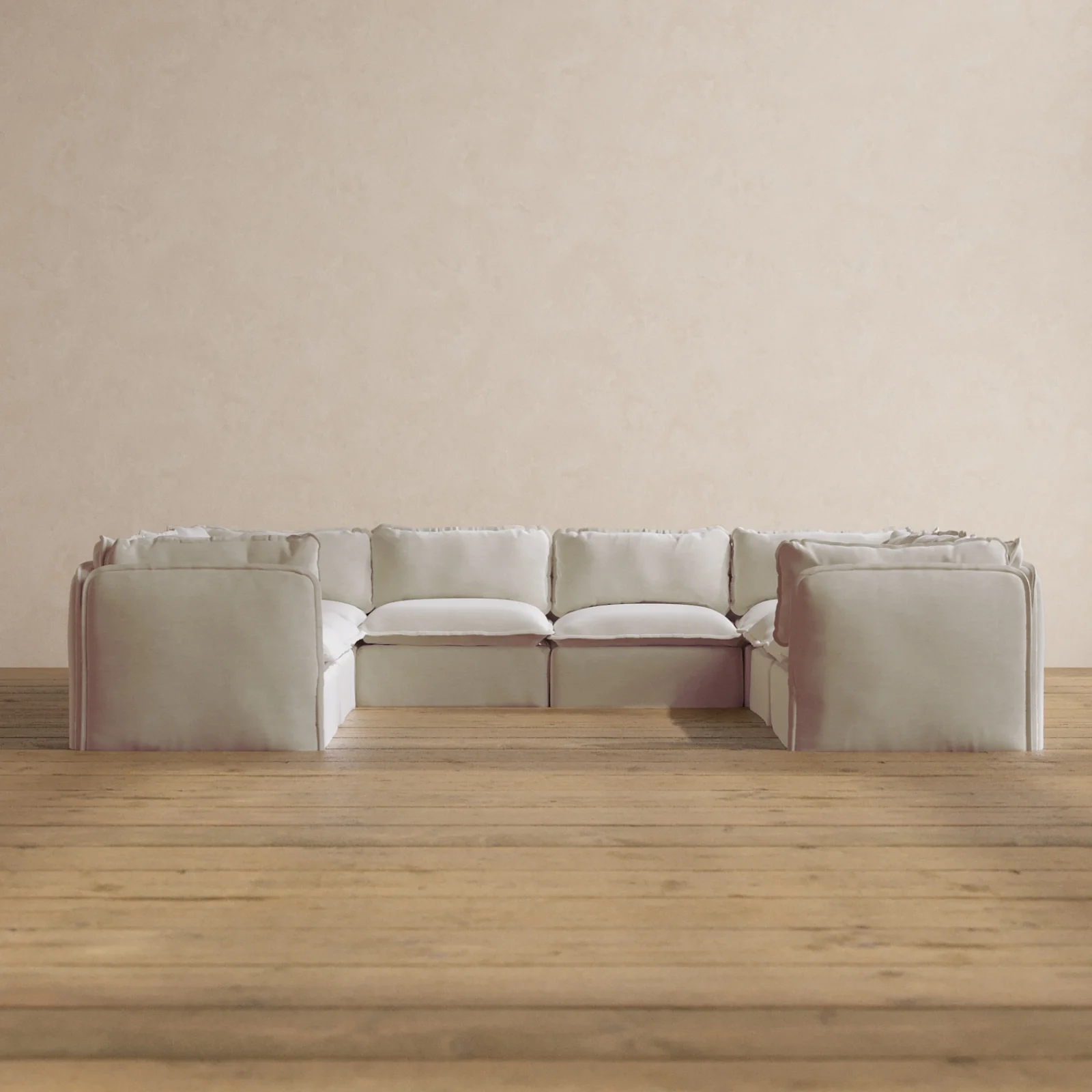 Modular Washable 8-Seater U-Sectional in Coco | Memorix+ Seat | Contour Pillow