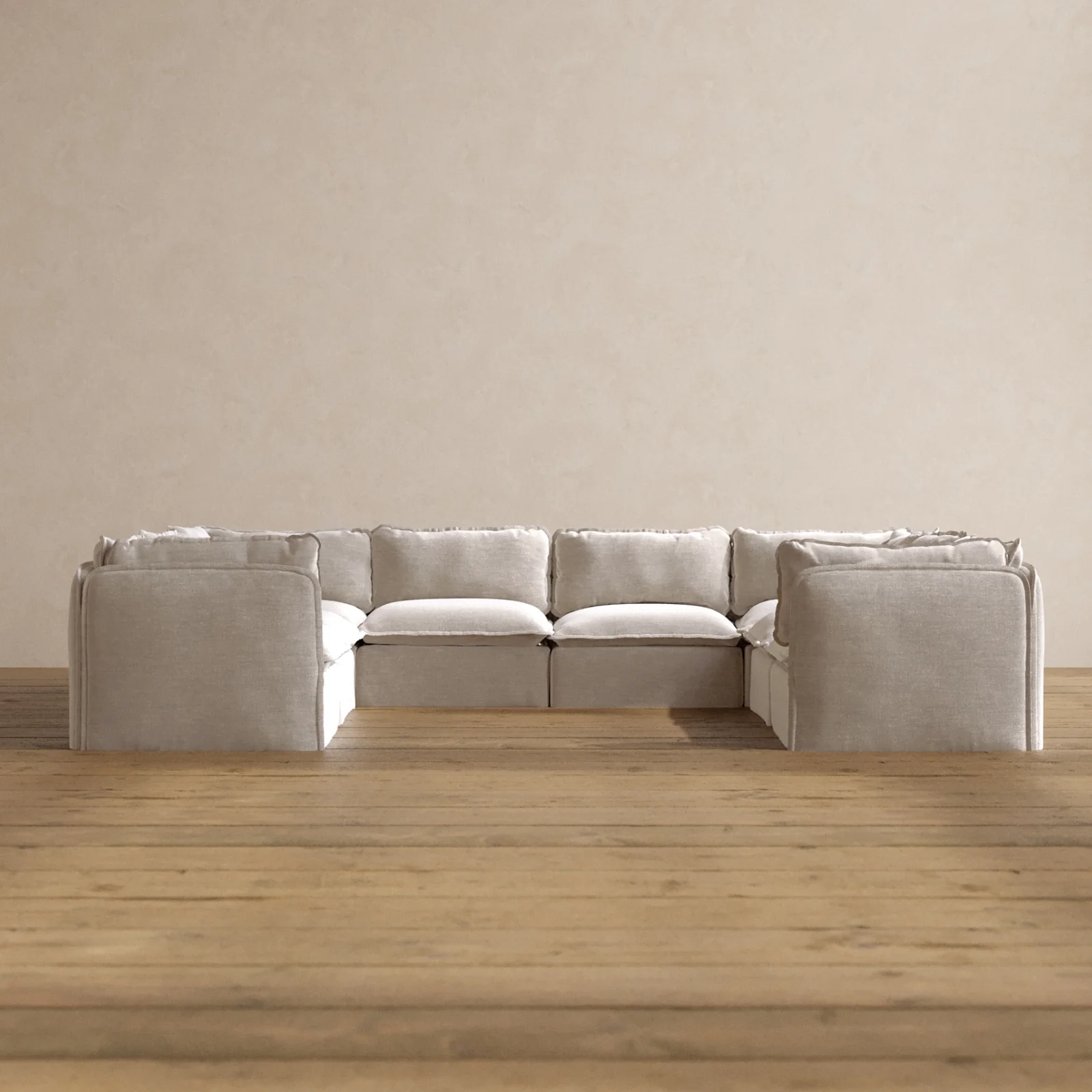 Modular Washable 8-Seater U-Sectional in Mist | Deluxe+ Seat | Cloud Pillow