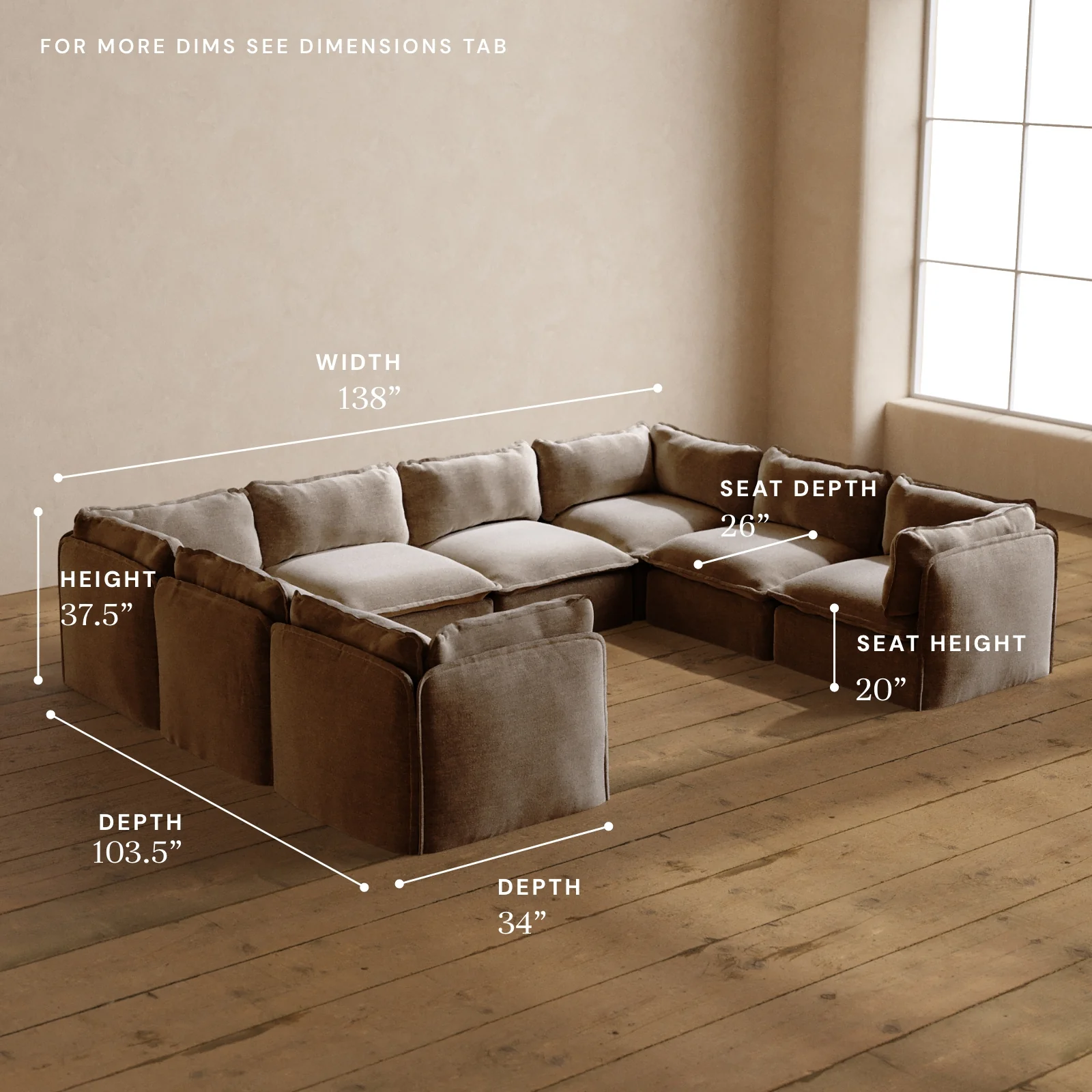 Modular Washable 8-Seater U-Sectional in Mist | Deluxe+ Seat | Cloud Pillow - Image 5