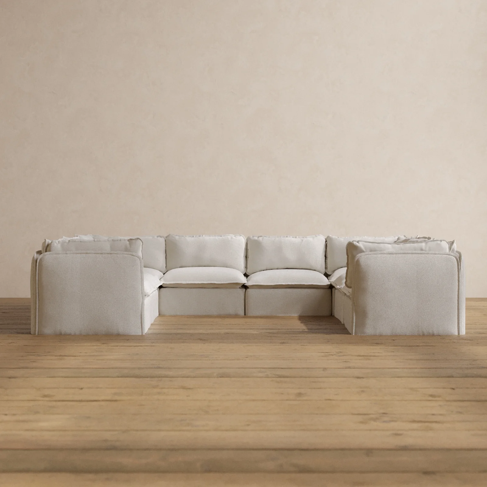 Modular Washable 8-Seater U-Sectional in Powder | Memorix+ Seat | Contour Pillow