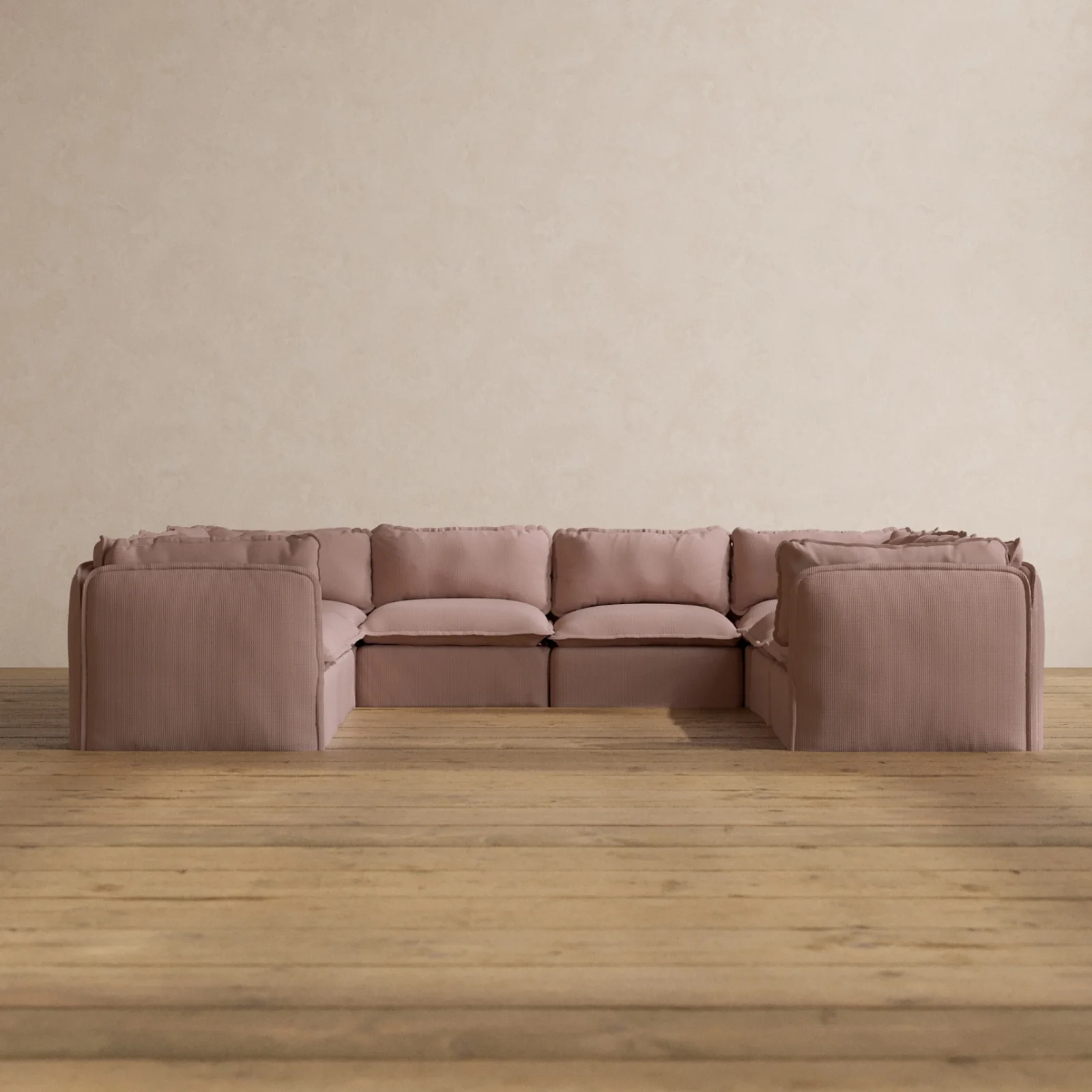 Modular Washable 8-Seater U-Sectional in Sakura | Deluxe+ Seat | Cloud Pillow