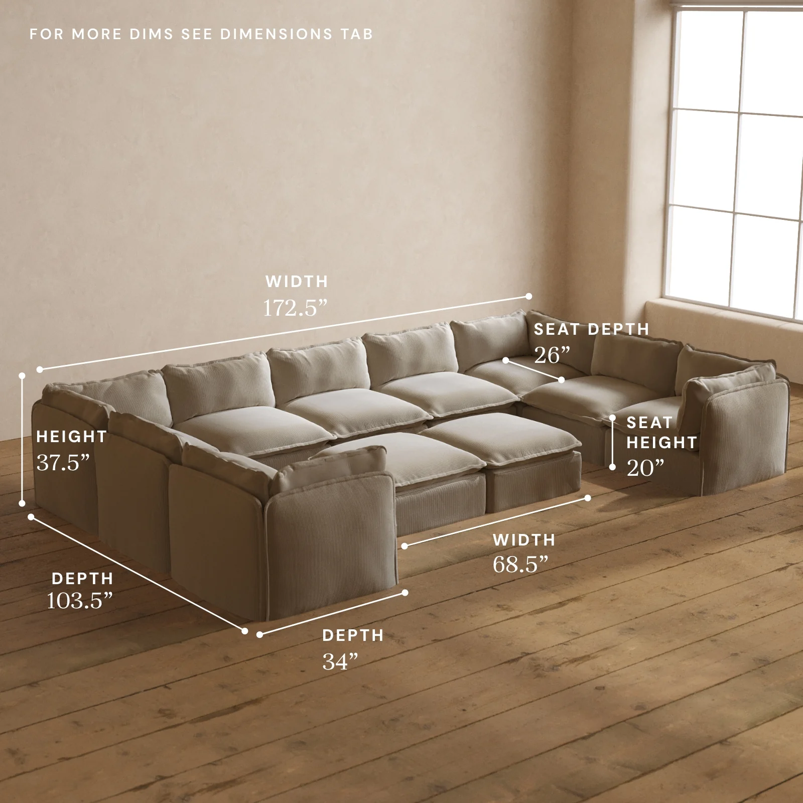 Modular Washable 9-Seater U-Sectional + Bench Ottoman in Milk | Memorix+ Seat | Contour Pillow - Image 5
