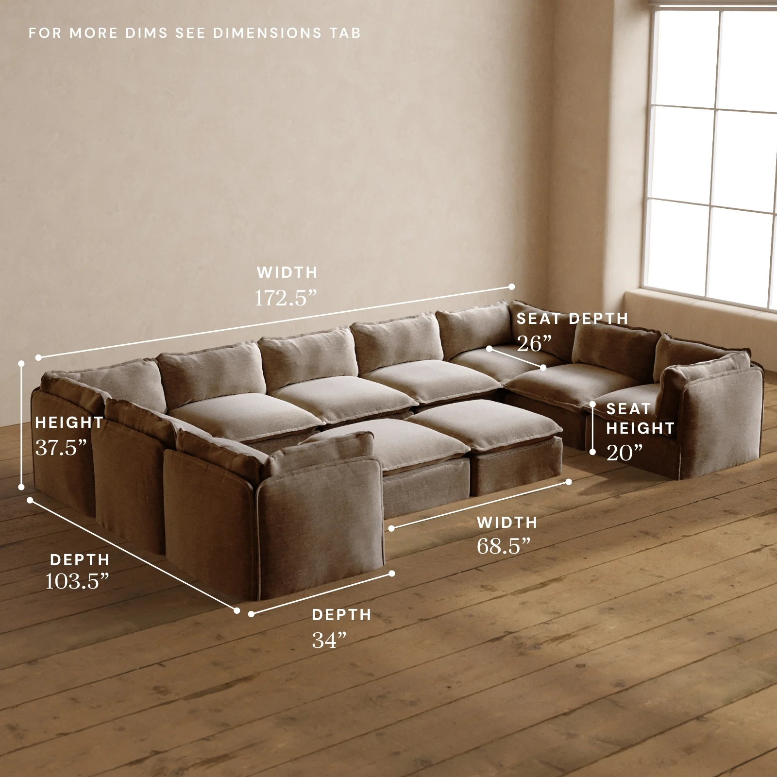 Modular Washable 9-Seater U-Sectional + Bench Ottoman in Mist | Memorix+ Seat | Contour Pillow - Image 5