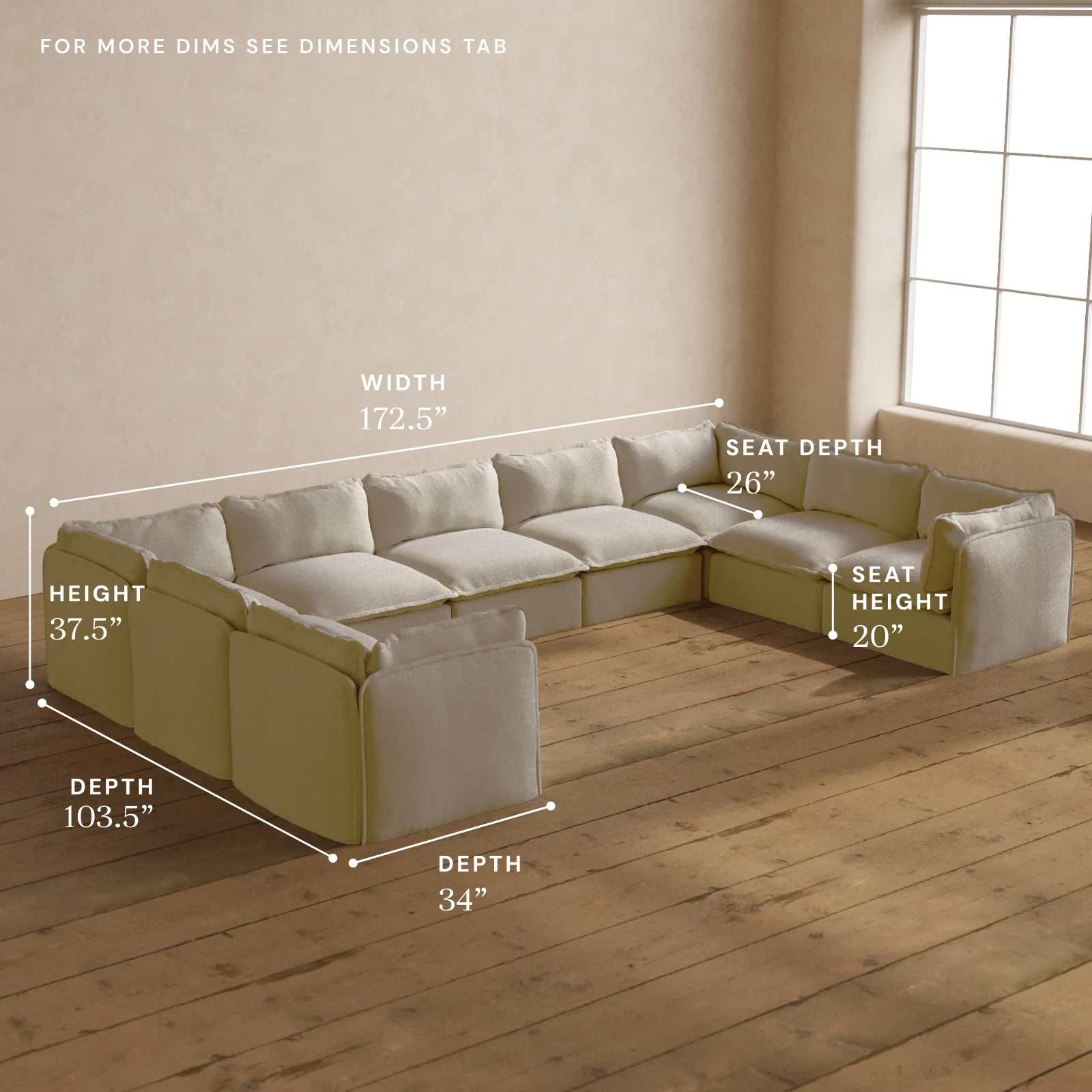Modular Washable 9-Seater U-Sectional in Powder | Deluxe+ Seat | Cloud Pillow - Image 5