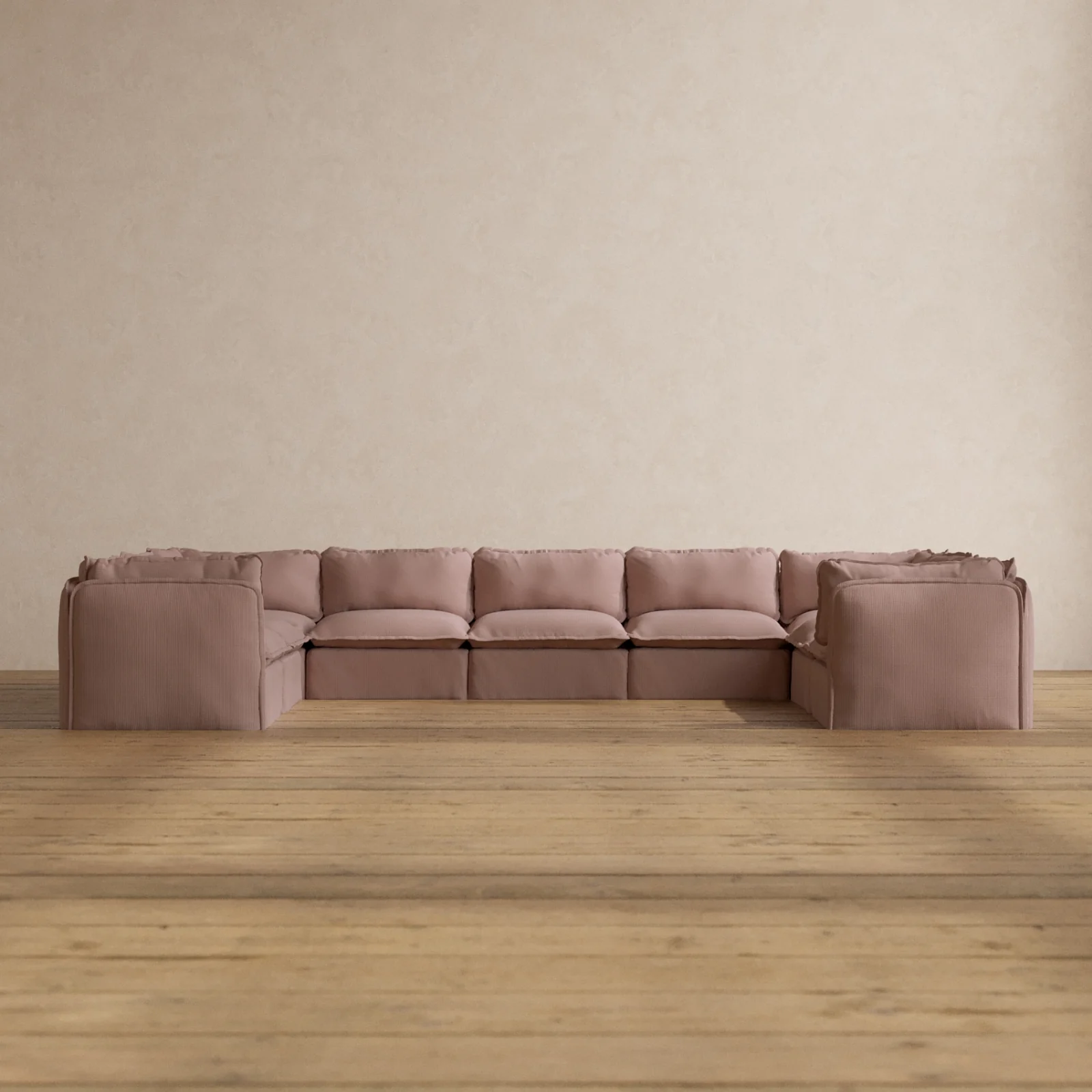 Modular Washable 9-Seater U-Sectional in Sakura | Deluxe+ Seat | Cloud Pillow