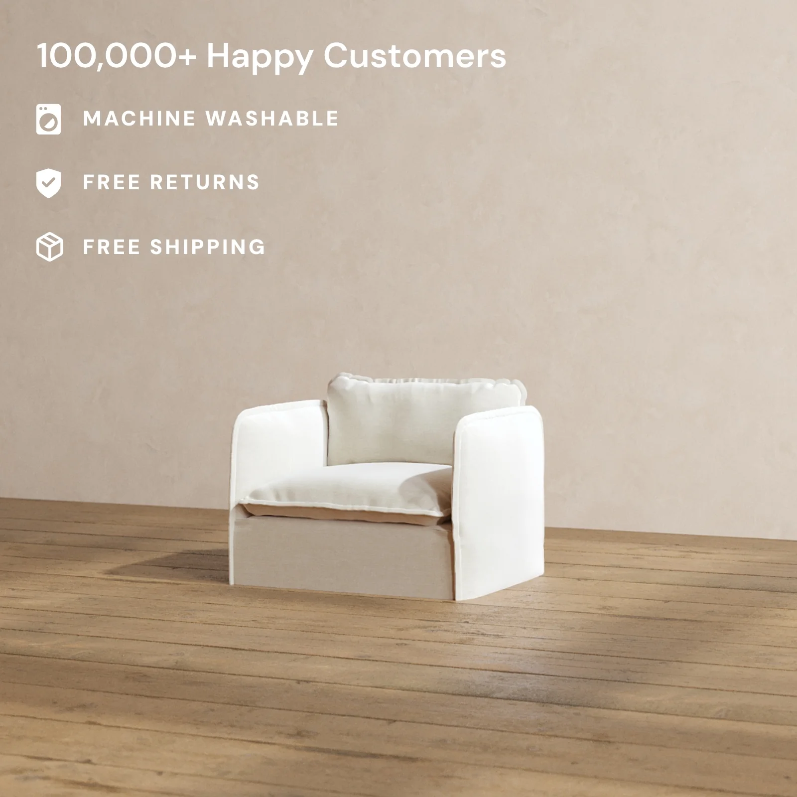 Modular Washable Armchair in Coco | Memorix+ Seat | Contour Pillow - Image 2