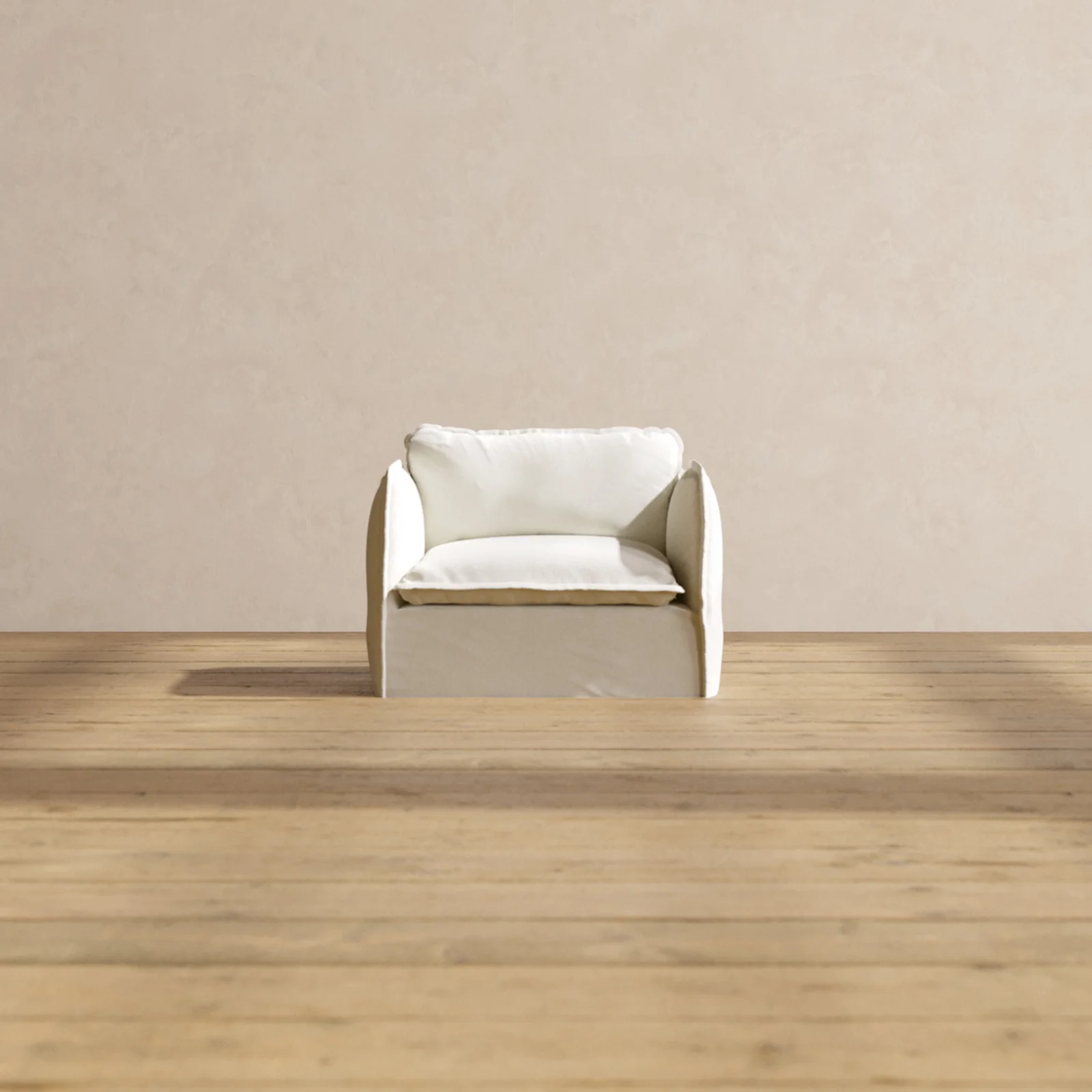 Modular Washable Armchair in Eggshell | Deluxe+ Seat | Cloud Pillow