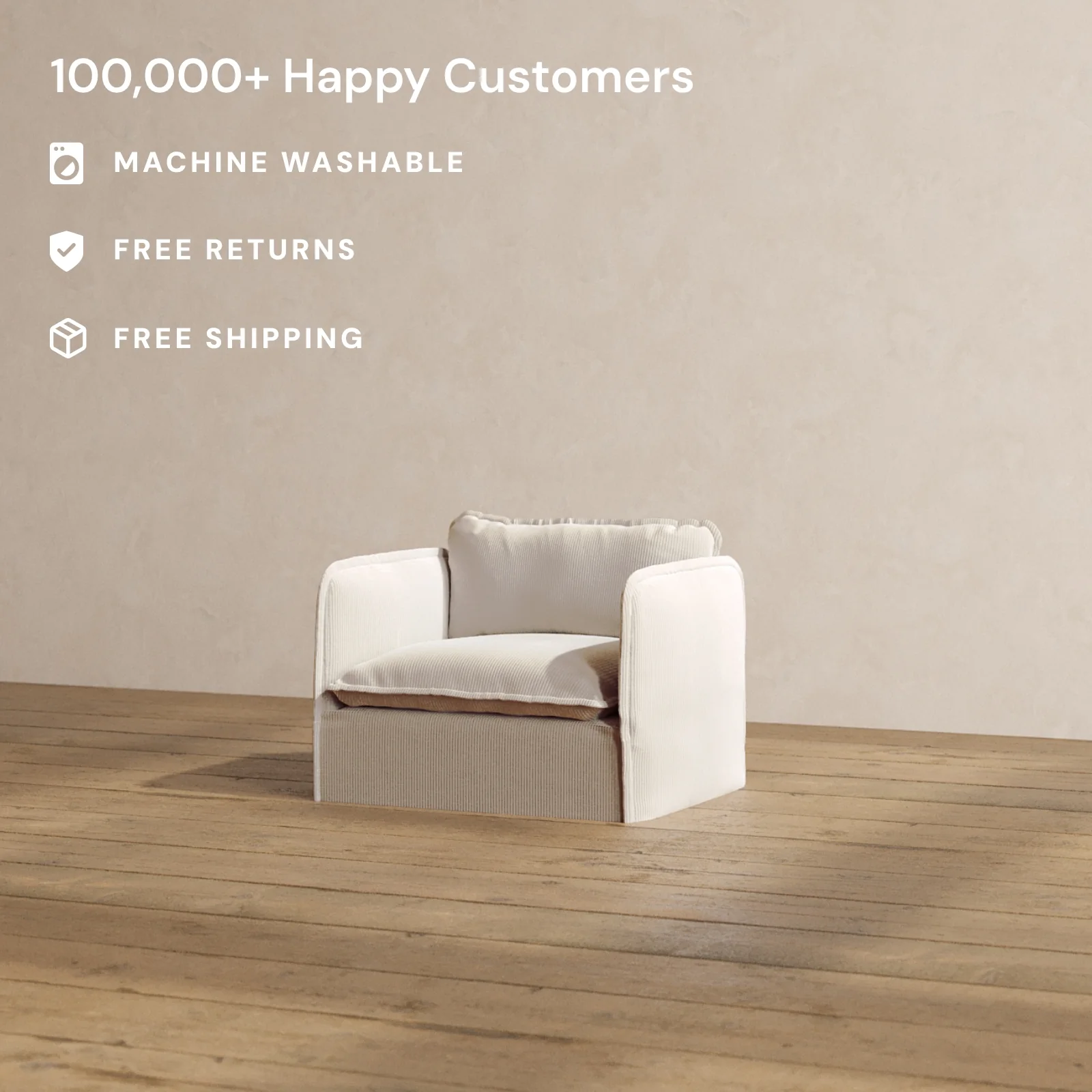 Modular Washable Armchair in Milk | Memorix+ Seat | Contour Pillow - Image 2