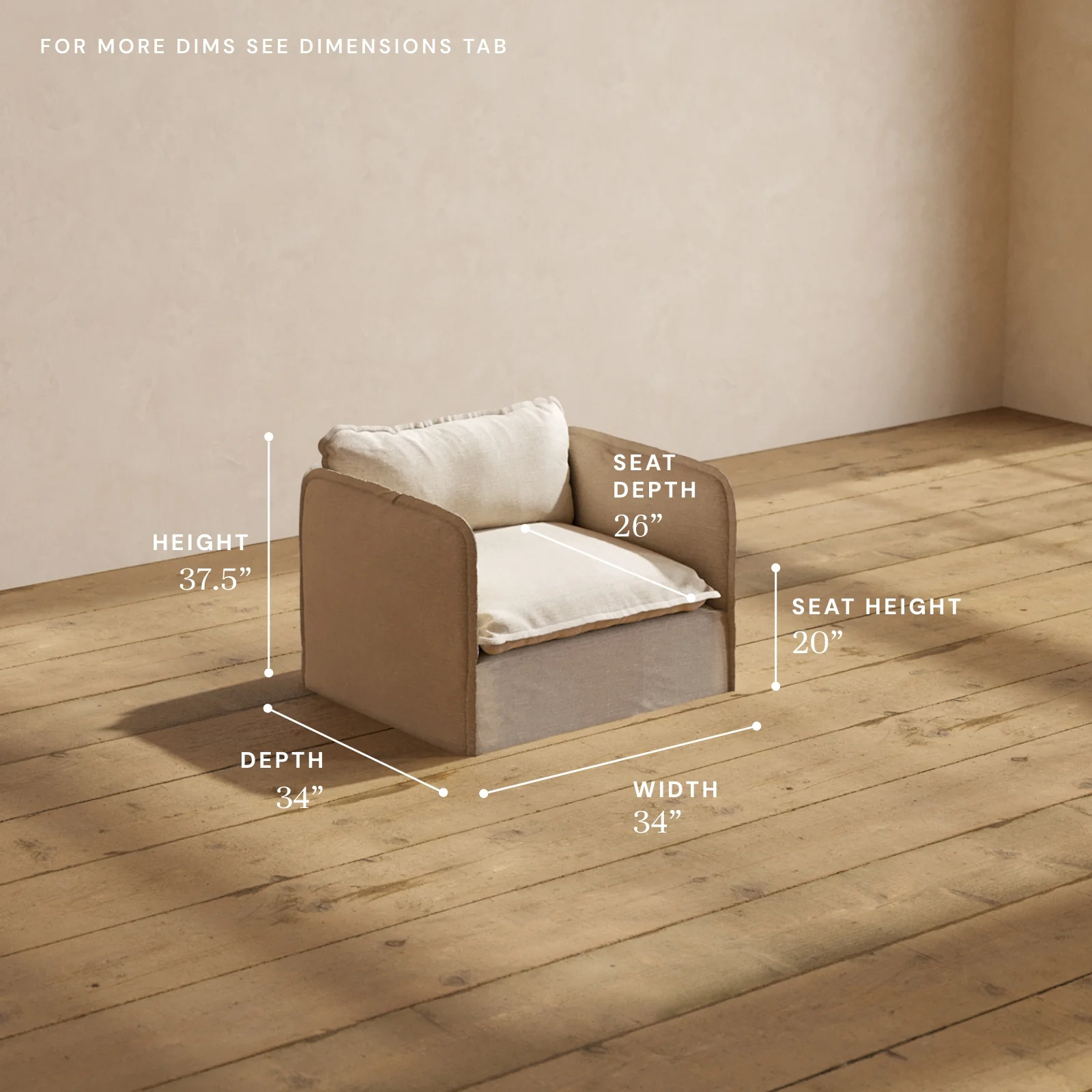 Modular Washable Armchair in Oat | Deluxe+ Seat | Cloud Pillow - Image 5