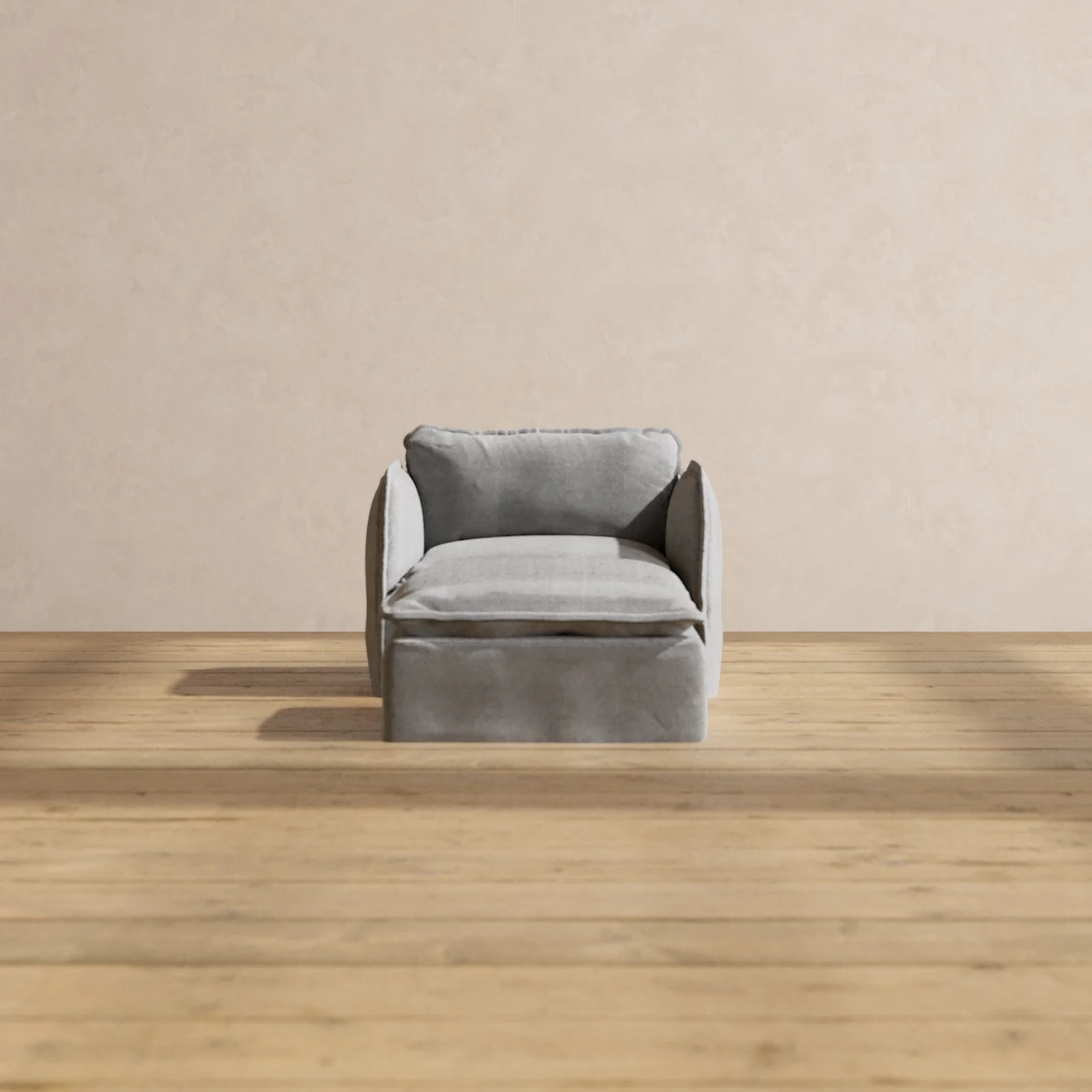 Modular Washable Armchair + Ottoman in Ash | Memorix+ Seat | Contour Pillow
