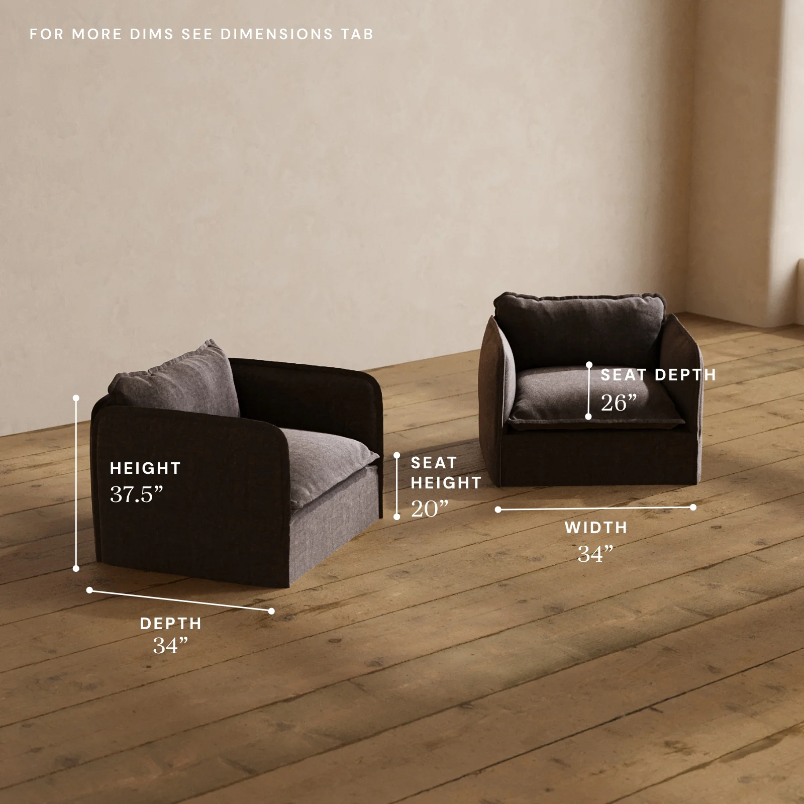 Modular Washable Armchair Set in Caviar | Deluxe+ Seat | Cloud Pillow - Image 5