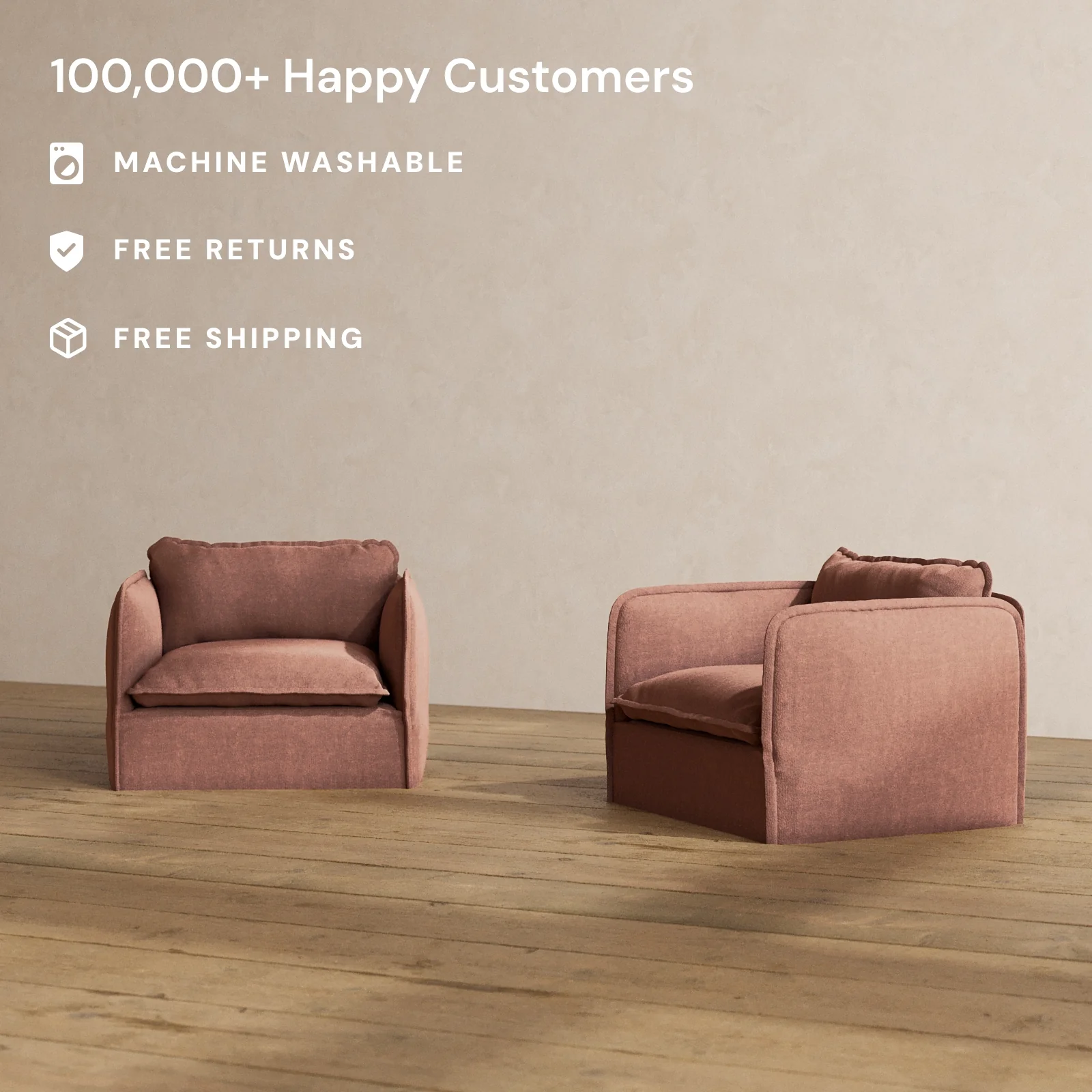 Modular Washable Armchair Set in Chestnut | Deluxe+ Seat | Cloud Pillow - Image 2