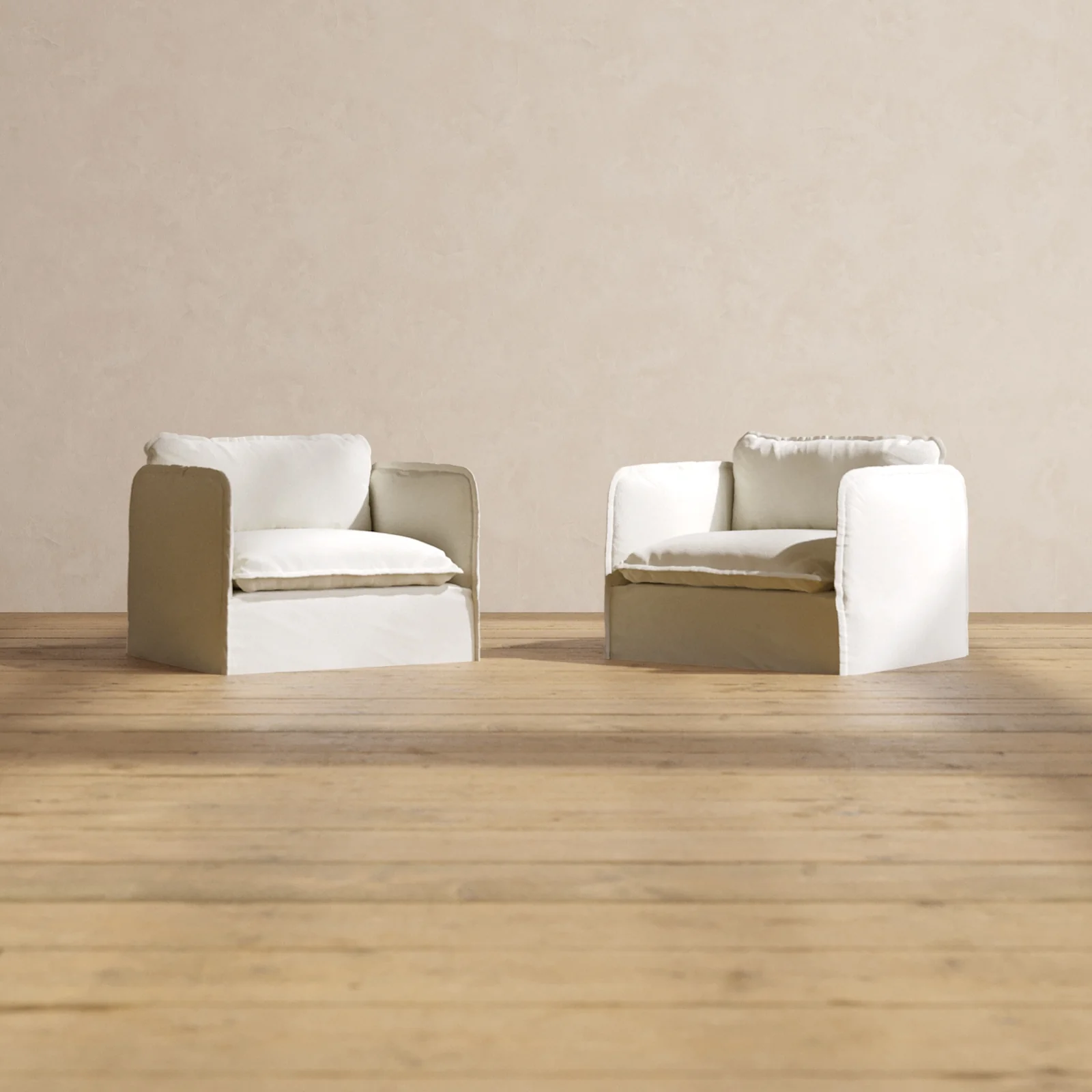 Modular Washable Armchair Set in Eggshell | Deluxe+ Seat | Cloud Pillow