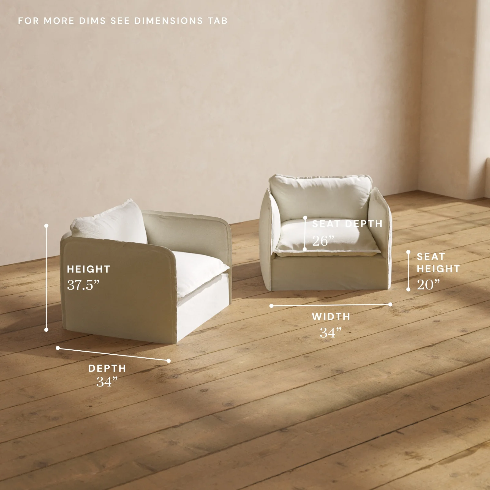 Modular Washable Armchair Set in Eggshell | Memorix+ Seat | Contour Pillow - Image 5