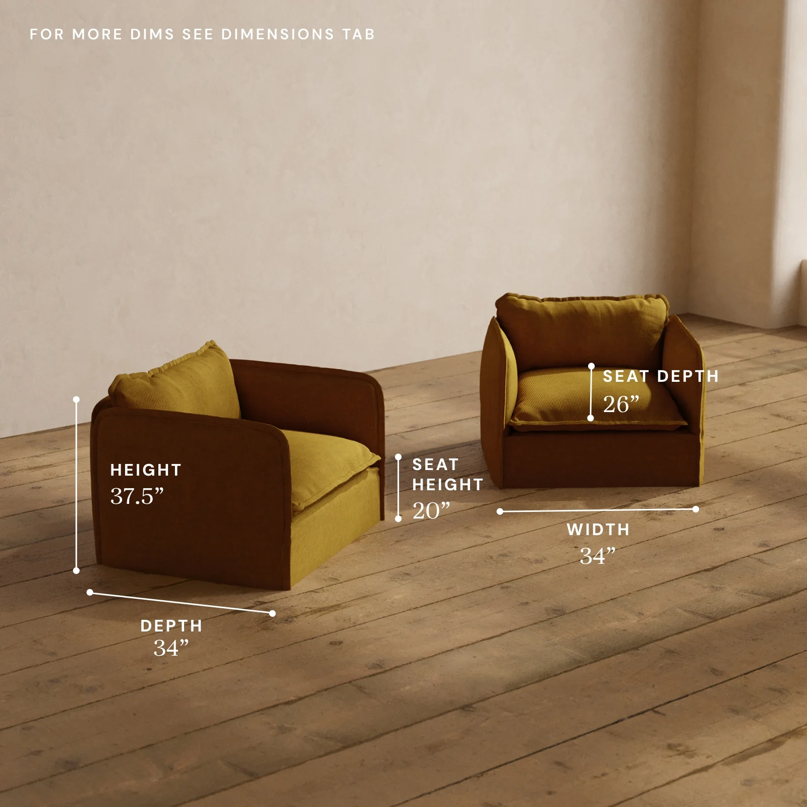 Modular Washable Armchair Set in Kiiro | Deluxe+ Seat | Cloud Pillow - Image 5