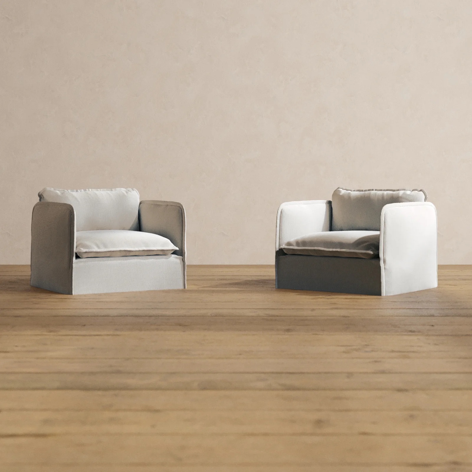 Modular Washable Armchair Set in Milk | Deluxe+ Seat | Cloud Pillow