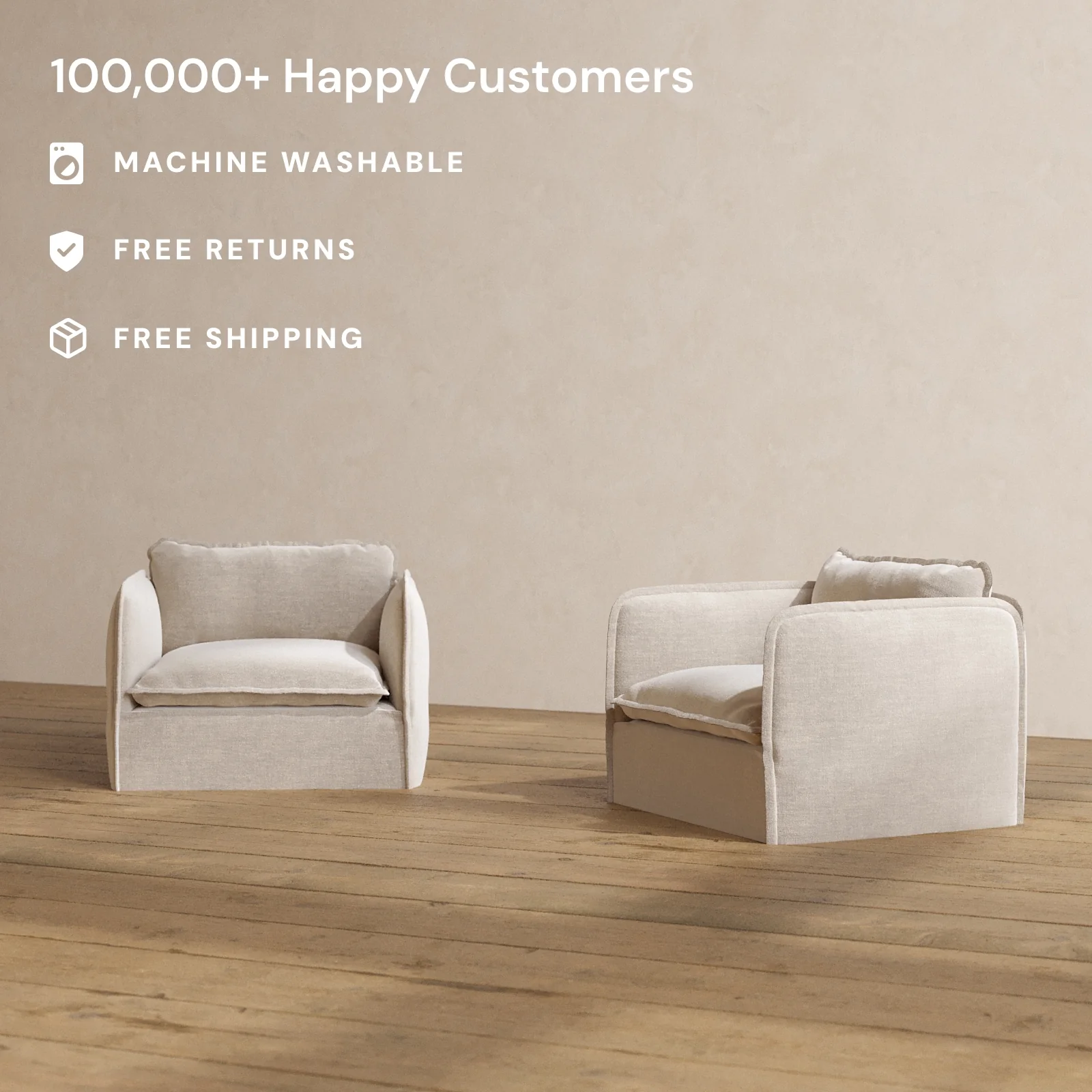 Modular Washable Armchair Set in Mist | Deluxe+ Seat | Cloud Pillow - Image 2
