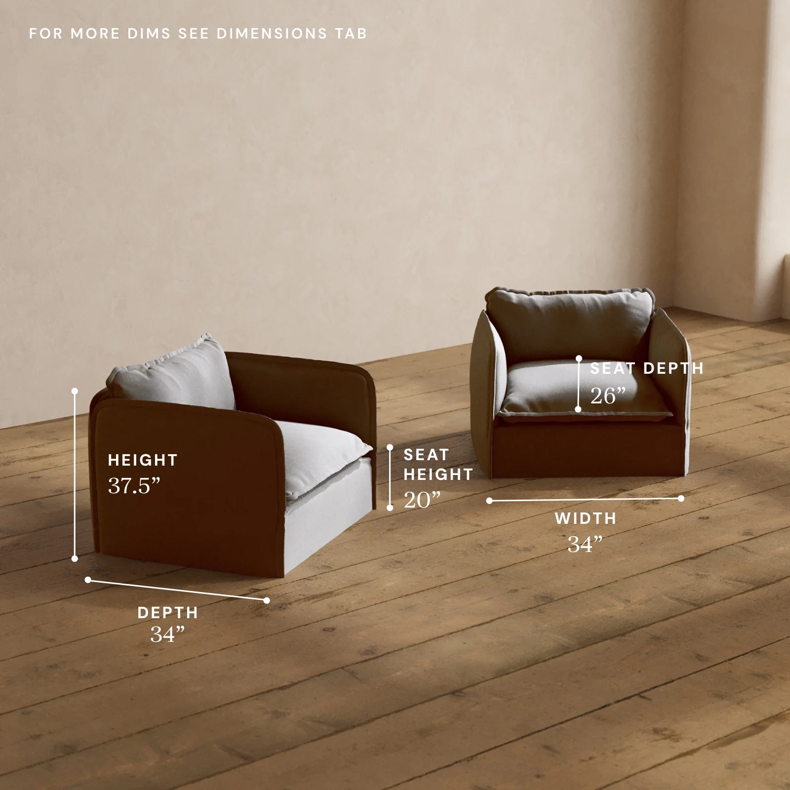 Modular Washable Armchair Set in Pumice | Deluxe+ Seat | Cloud Pillow - Image 5