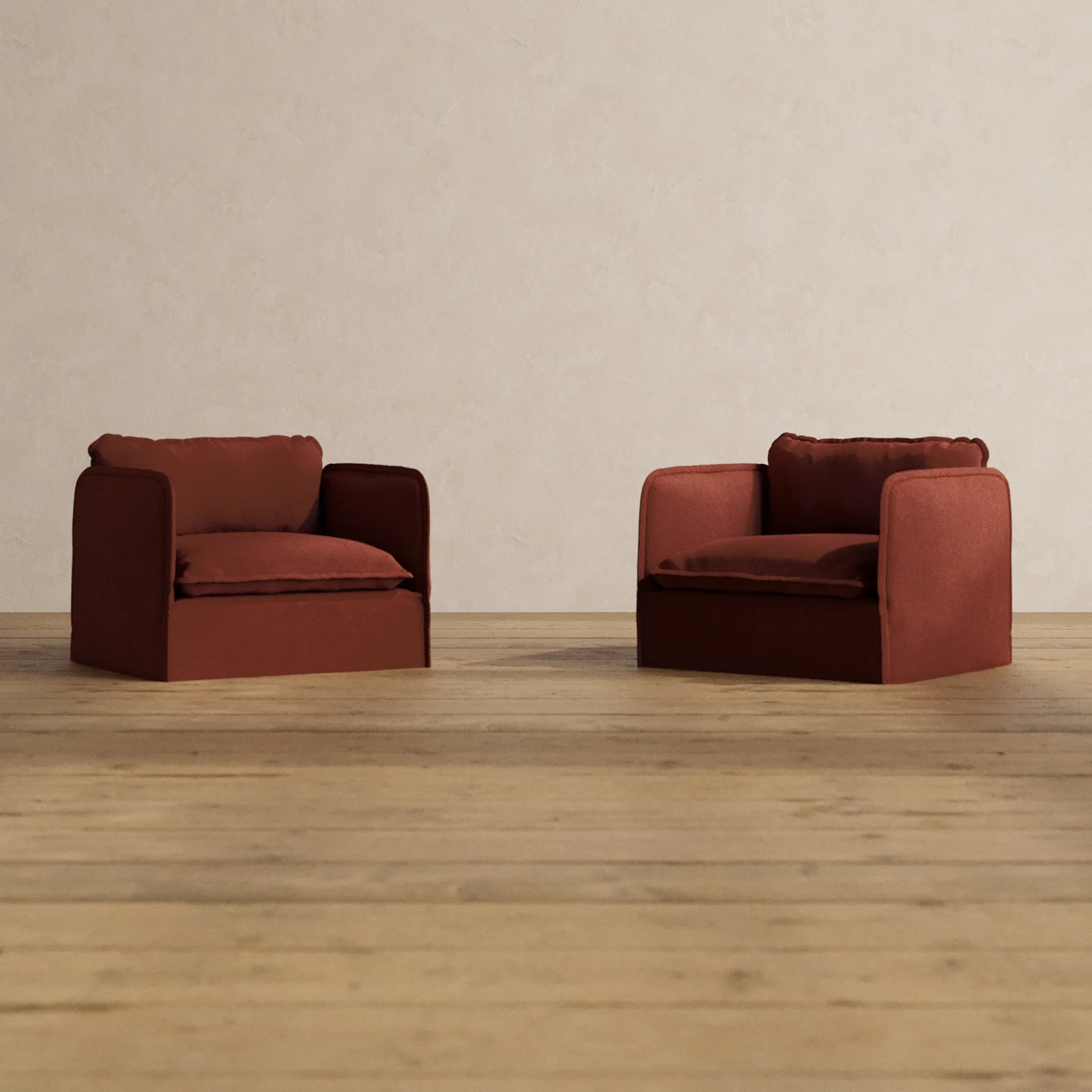 Modular Washable Armchair Set in Rust | Deluxe+ Seat | Cloud Pillow
