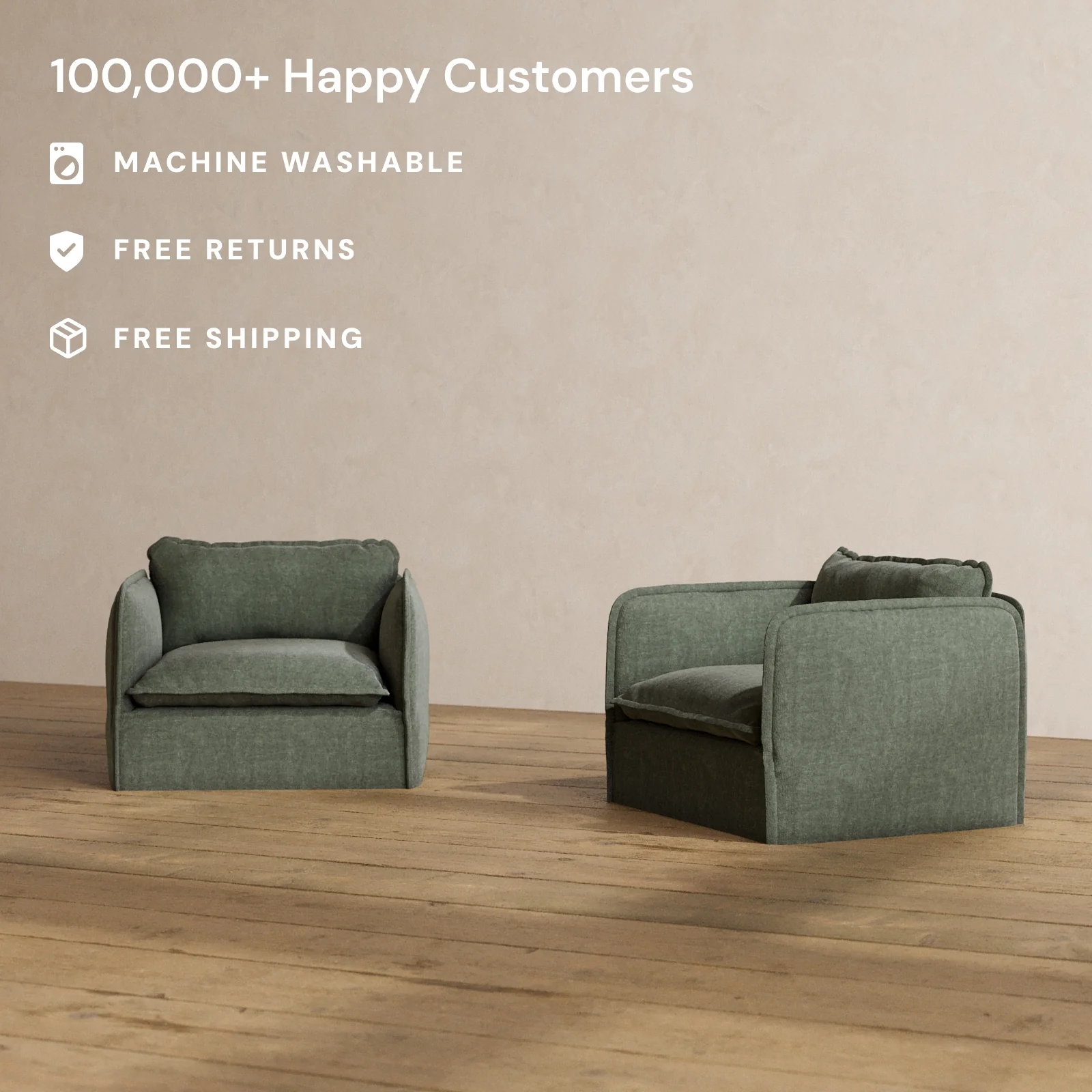 Modular Washable Armchair Set in Willow | Memorix+ Seat | Contour Pillow - Image 2