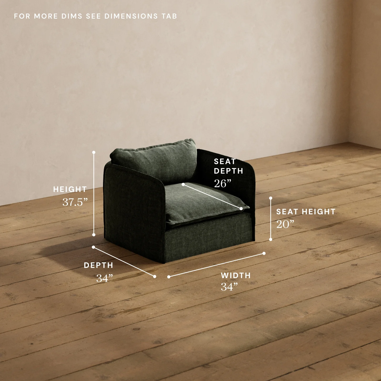 Modular Washable Armchair in Willow | Deluxe+ Seat | Cloud Pillow - Image 5