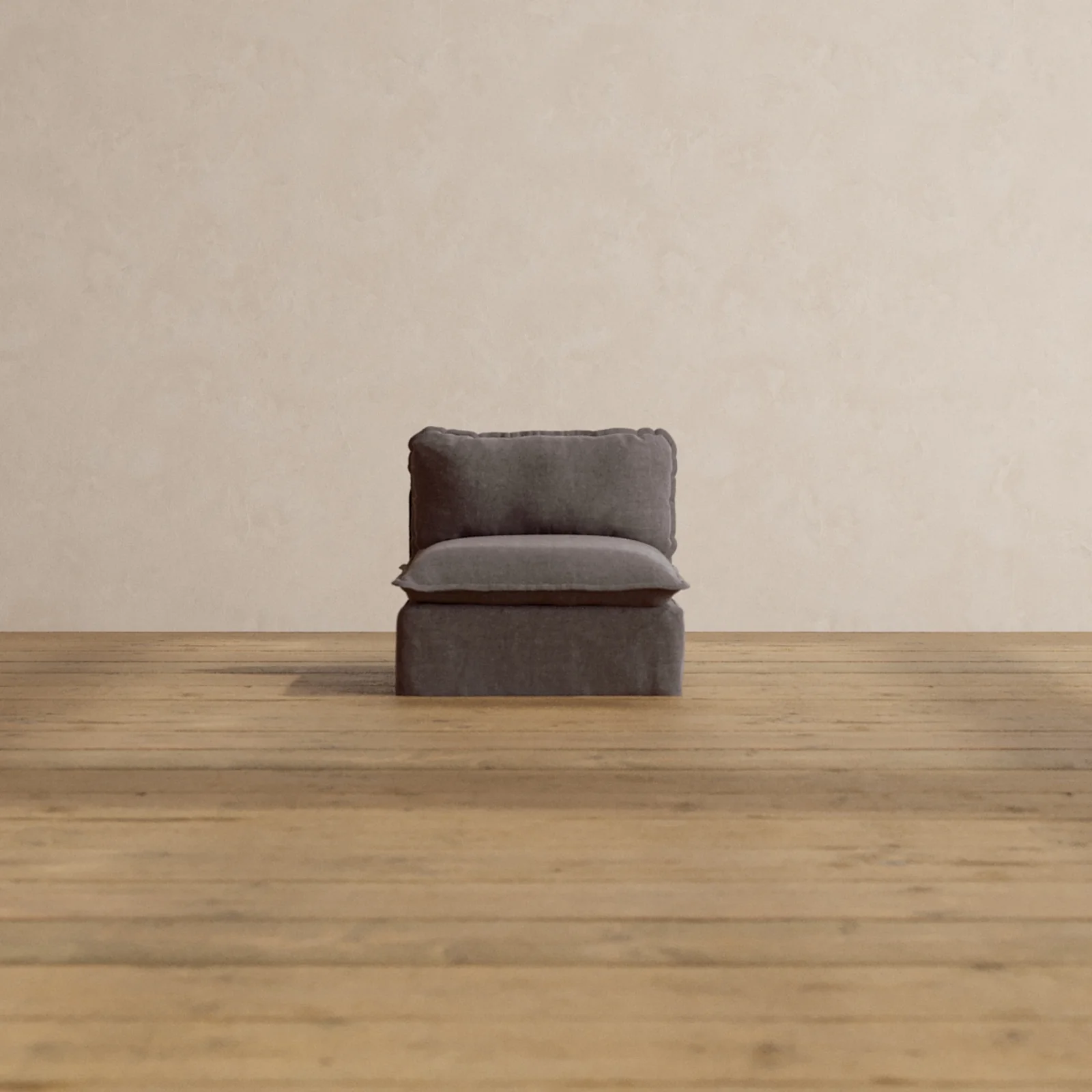 Modular Washable Armless Chair in Caviar | Deluxe+ Seat | Cloud Pillow