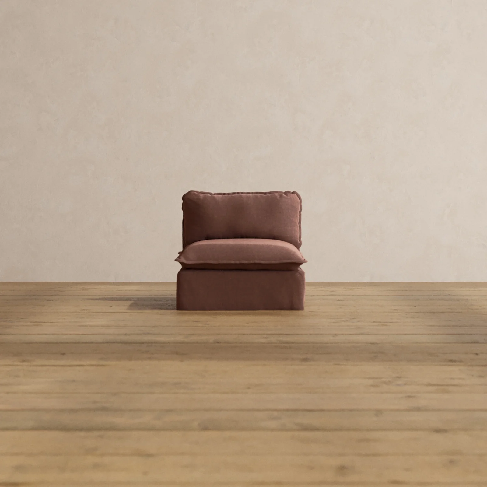 Modular Washable Armless Chair in Chestnut | Deluxe+ Seat | Cloud Pillow