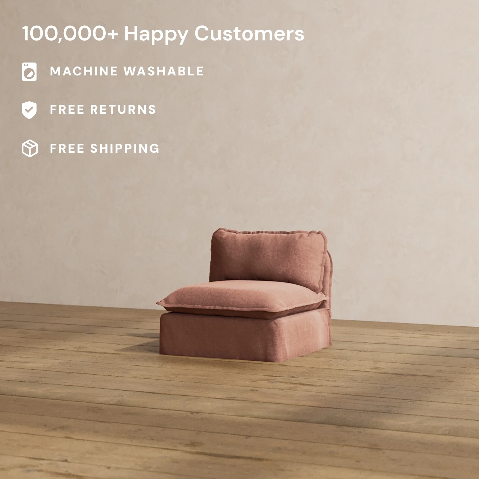 Modular Washable Armless Chair in Chestnut | Memorix+ Seat | Contour Pillow - Image 2