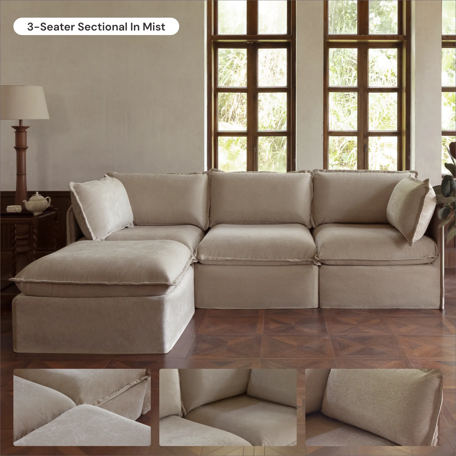 Modular Washable Armless Chair in Mist | Memorix+ Seat | Contour Pillow - Image 7