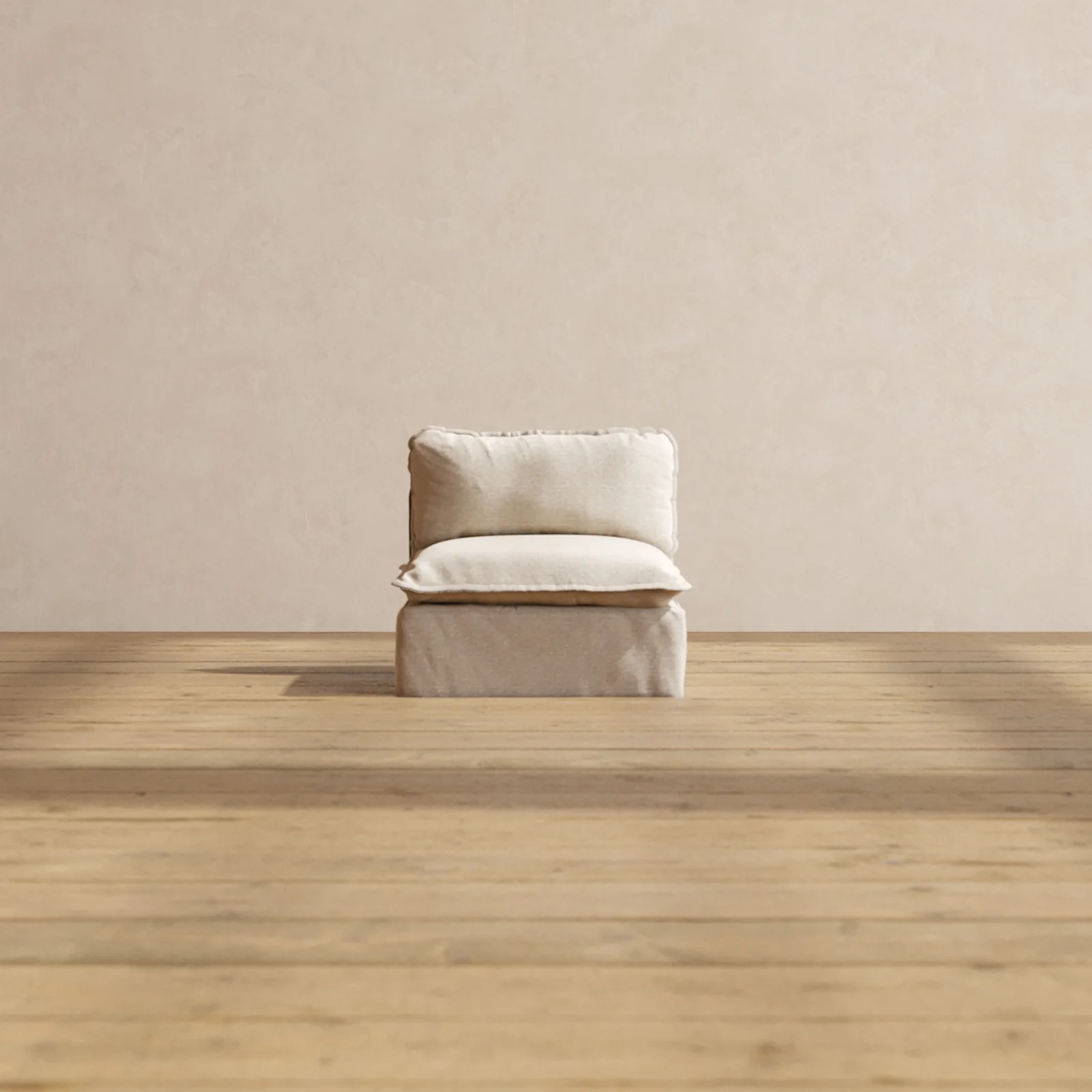 Modular Washable Armless Chair in Oat | Deluxe+ Seat | Cloud Pillow