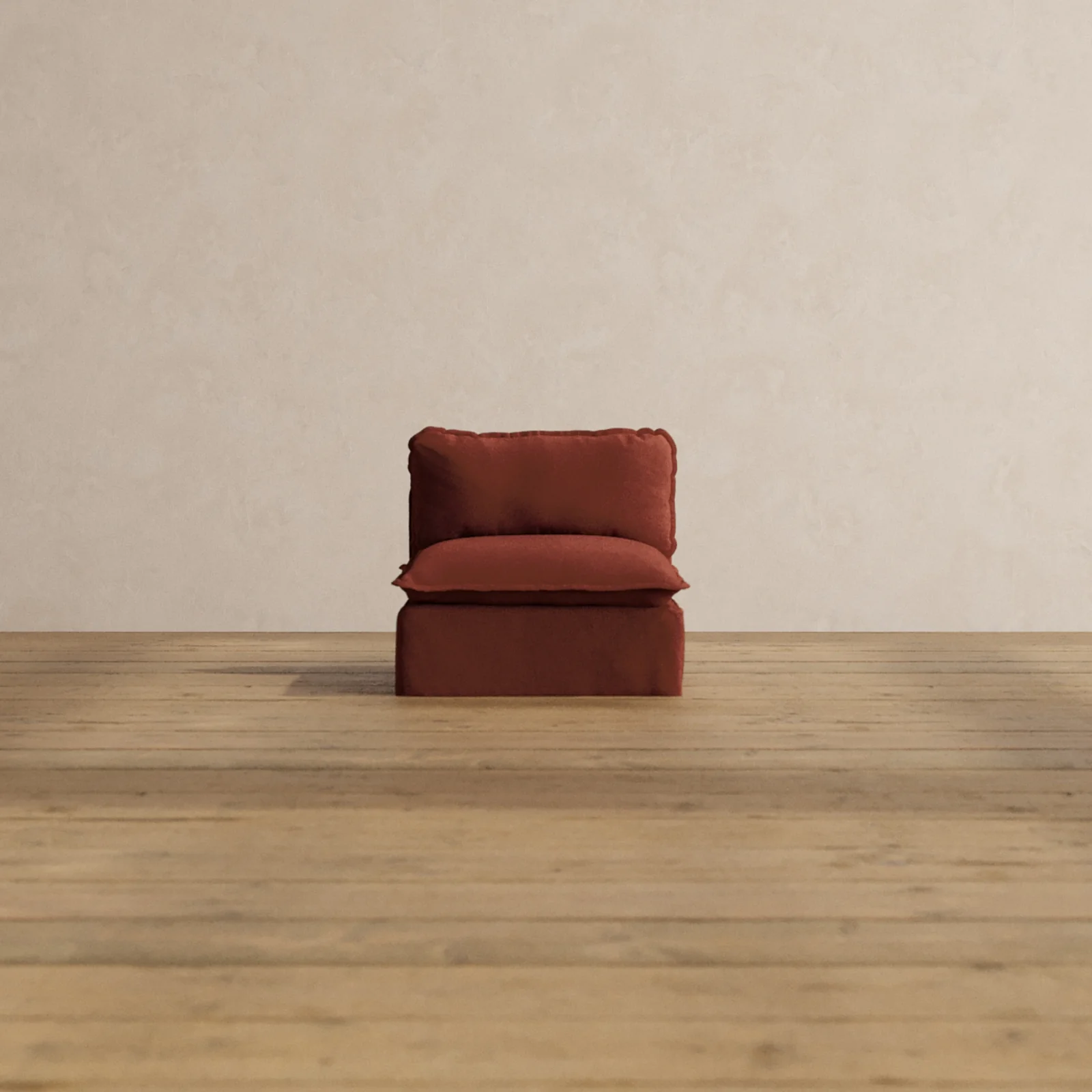 Modular Washable Armless Chair in Rust | Deluxe+ Seat | Cloud Pillow