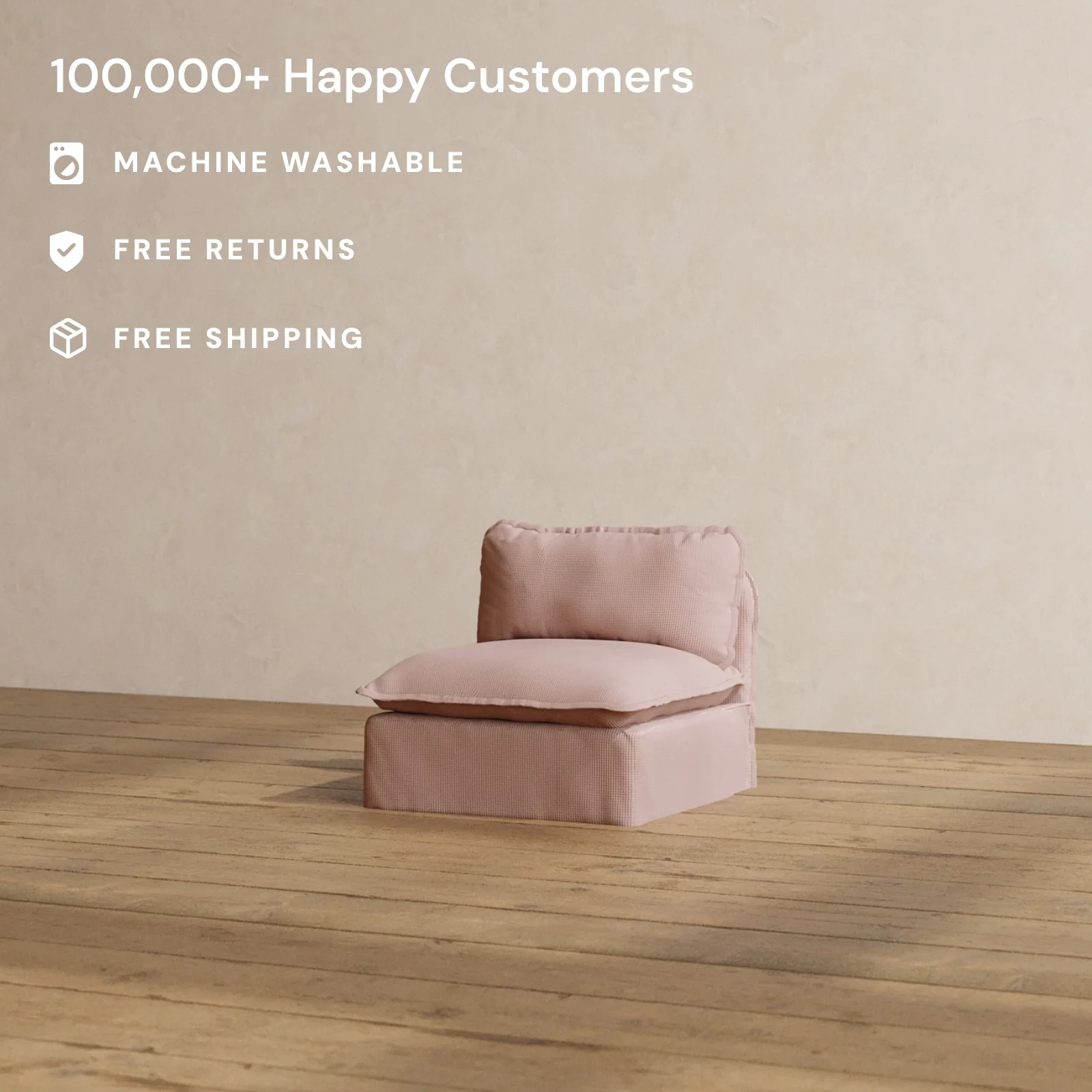 Modular Washable Armless Chair in Sakura | Deluxe+ Seat | Cloud Pillow - Image 2