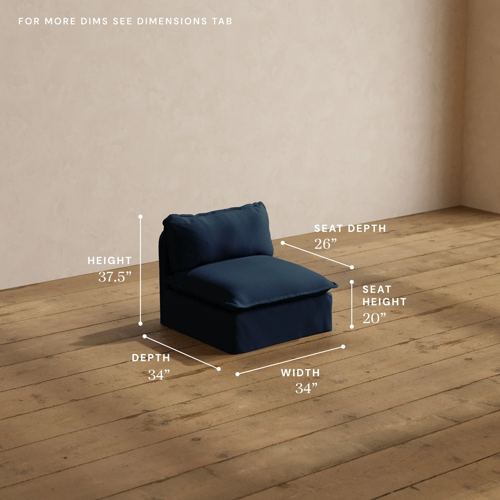 Modular Washable Armless Chair in Sumi | Memorix+ Seat | Contour Pillow - Image 5