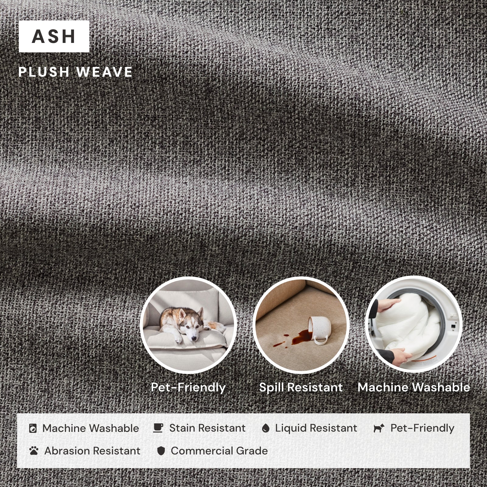 Modular Washable Corner Chair in Ash | Deluxe+ Seat | Cloud Pillow - Image 3